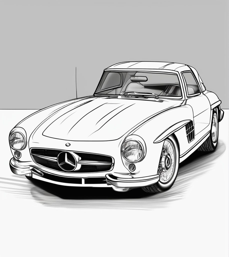 Alter Sport Mercedes Ausmalbild zum Ausdrucken