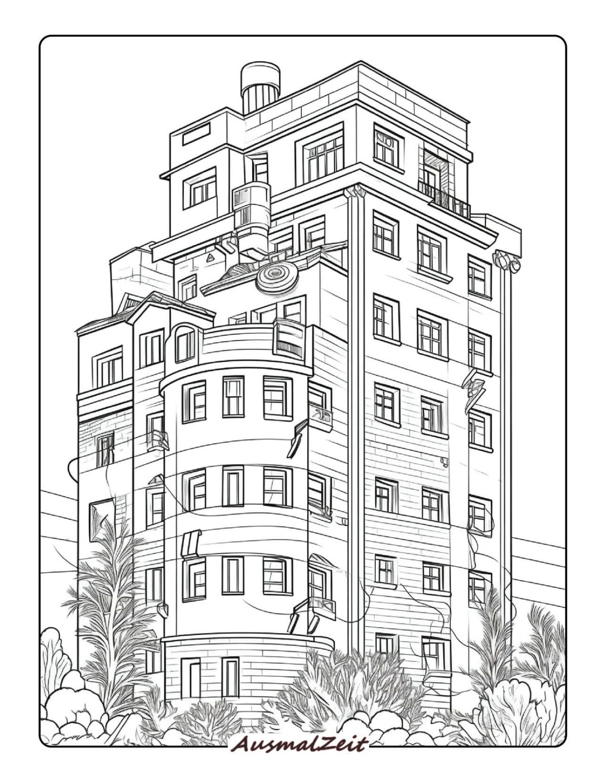Malvorlage Apartmenthaus zum Ausdrucken Kostenlos