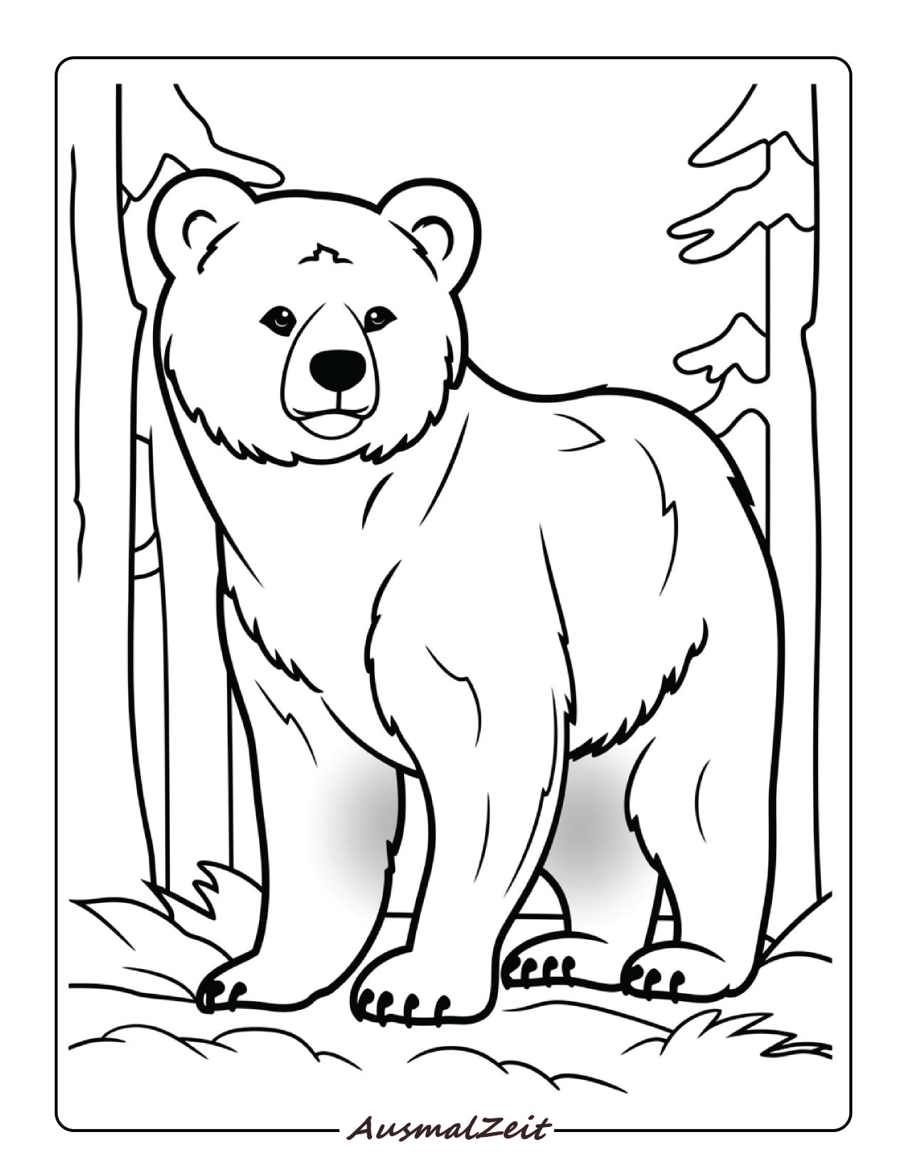 Ausmalbild Bär auf einer Klippe