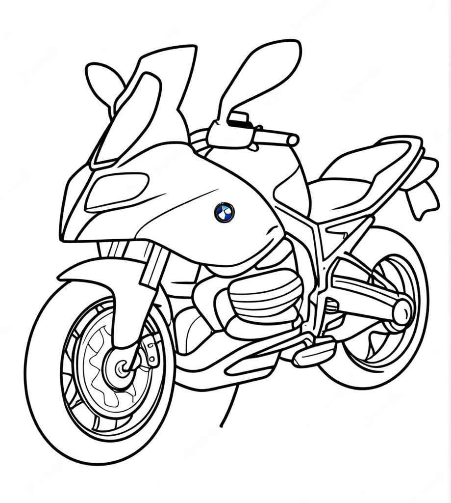Ausmalbild BMW Motorrad Kostenlos zum Ausdrucken