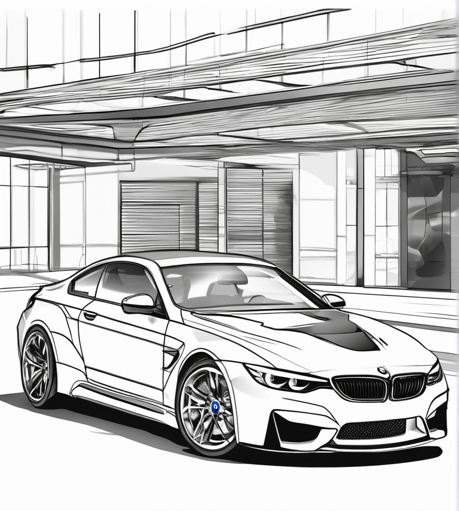 Ausmalbild BMW parkte auf der Straße