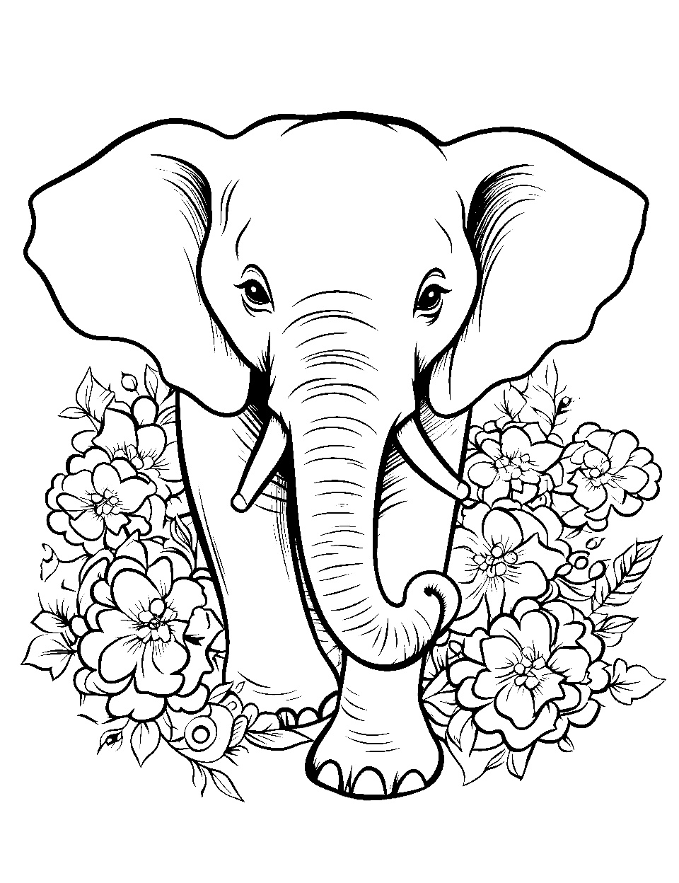 Ausmalbild Elefant zum Ausdrucken - Tiere