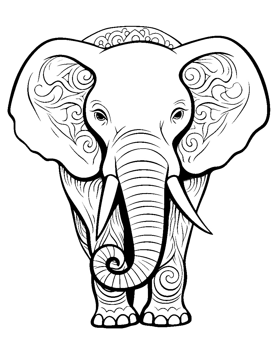 Ausmalbild Elefant Szene Kostenlos zum Drucken