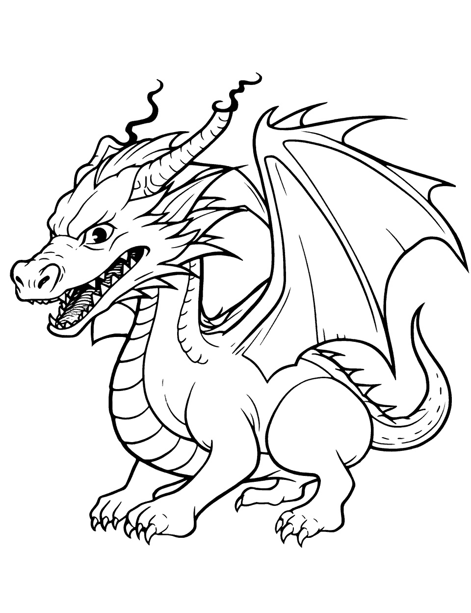 Ausmalbild Feuerdrache für Kinder