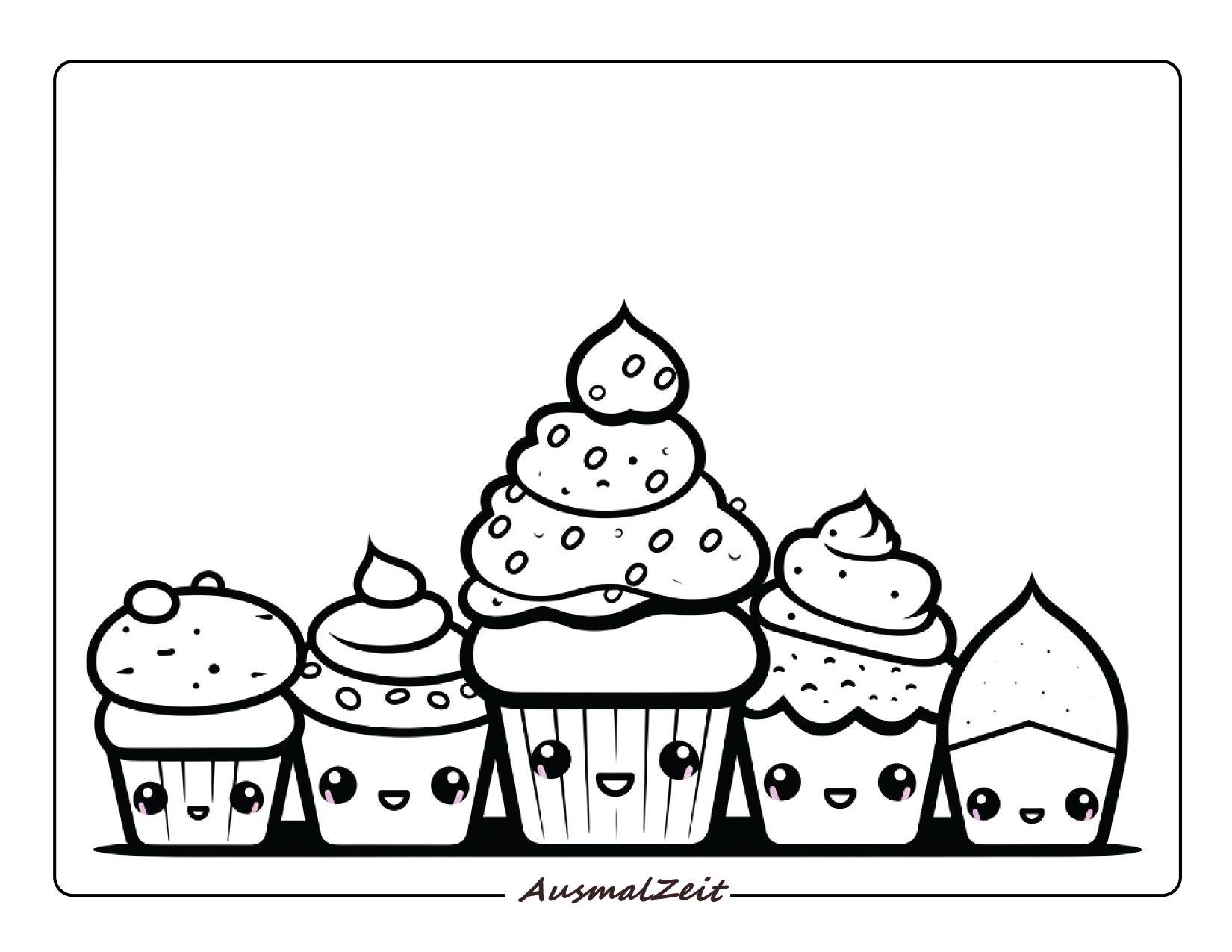 Ausmalbild Kawaii Cake