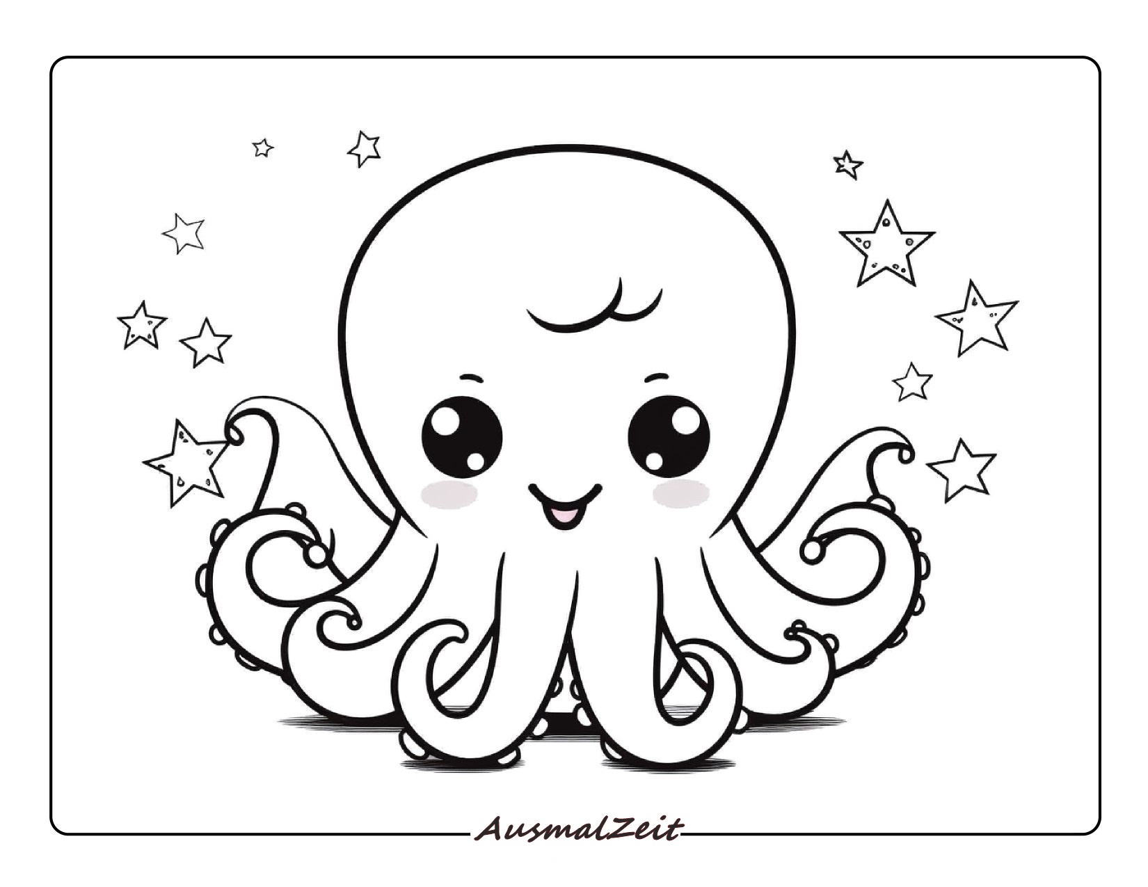 Ausmalbild Krake Kawaii