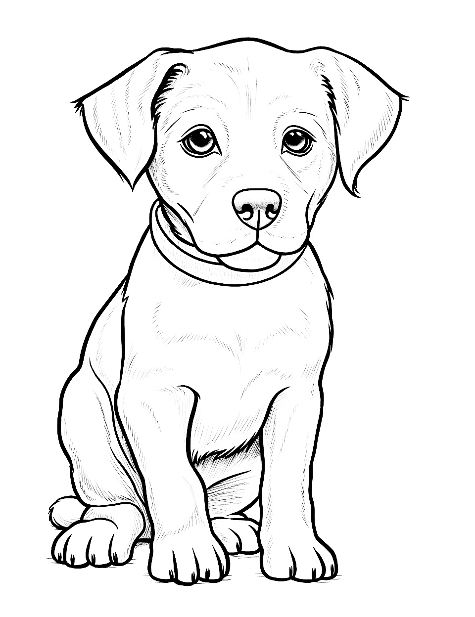 Ausmalbild Labrador Welpe für Kinder