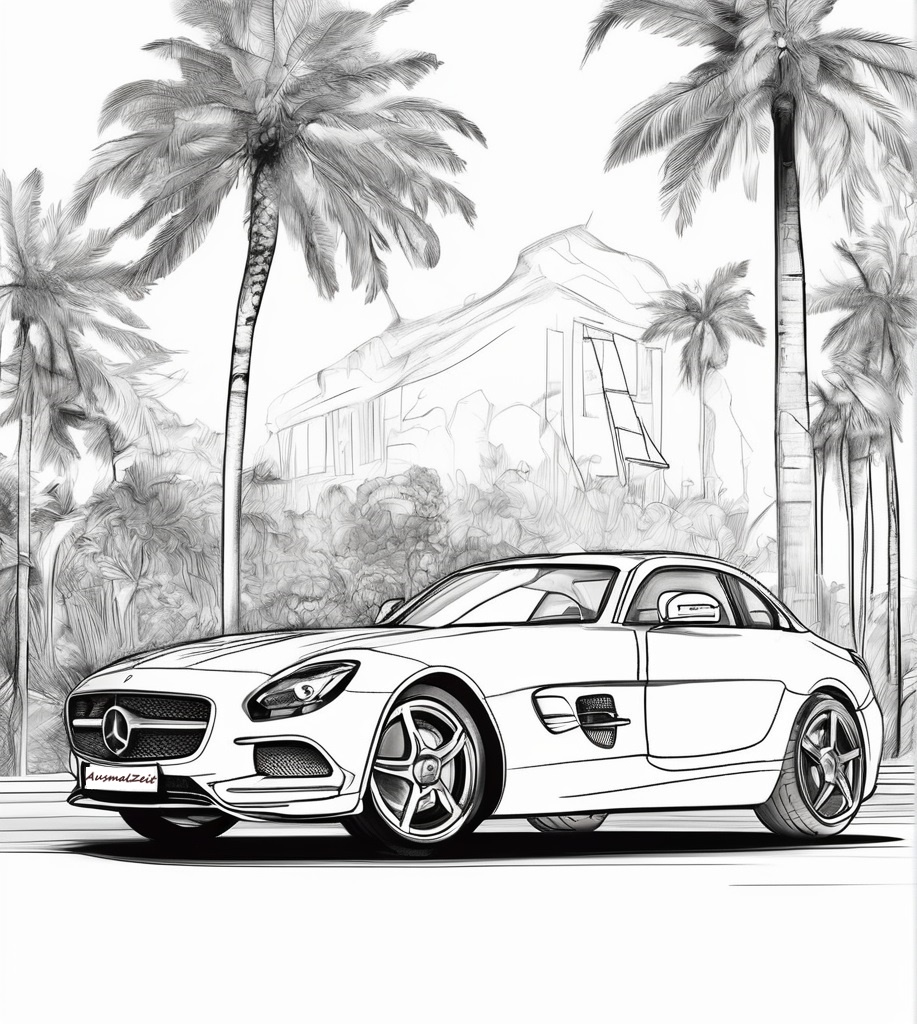 Ausmalbild Mercedes Benz SLS AMG von Auto Malvorlagen Kostenlos Herunterladen