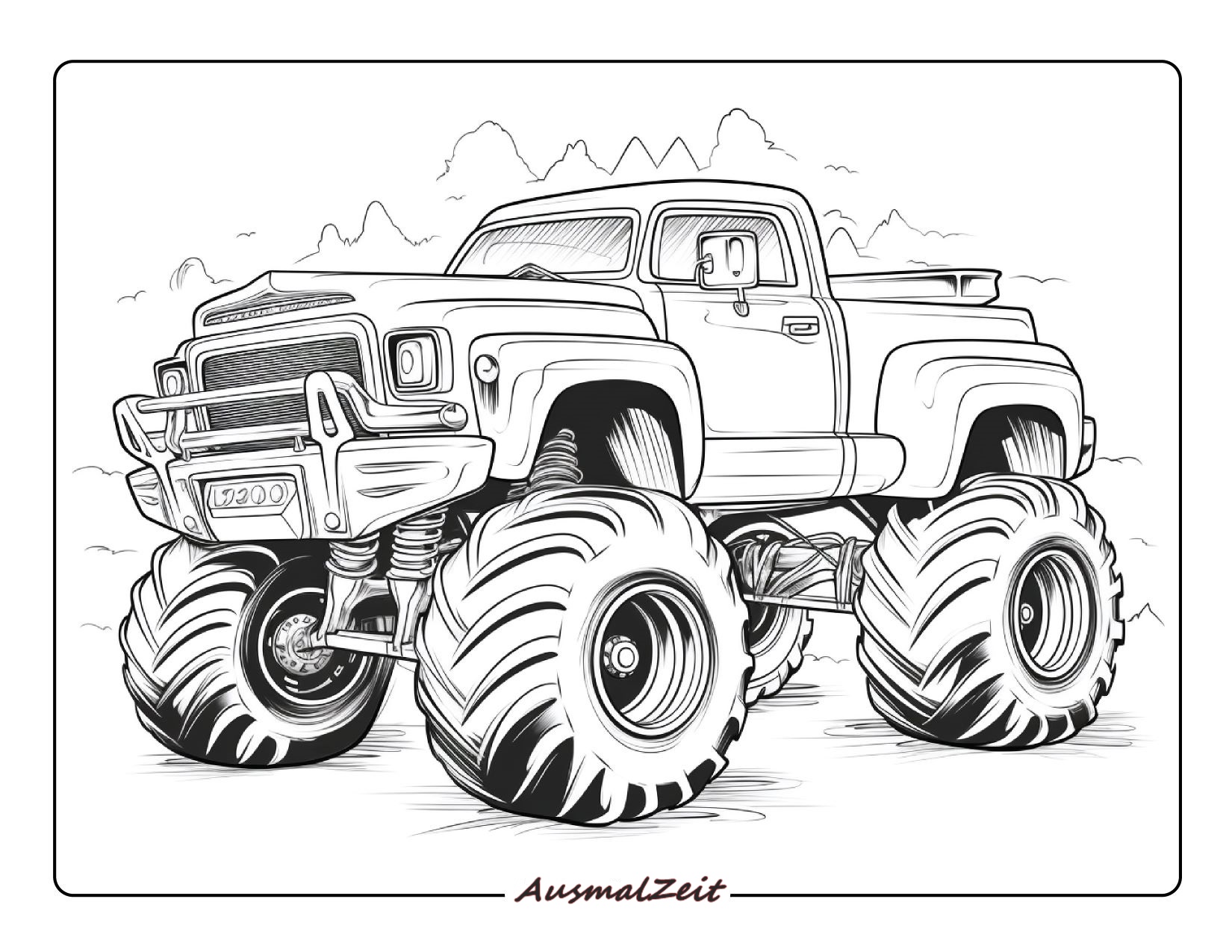 Ausmalbild Monstertruck auf dem Wasser
