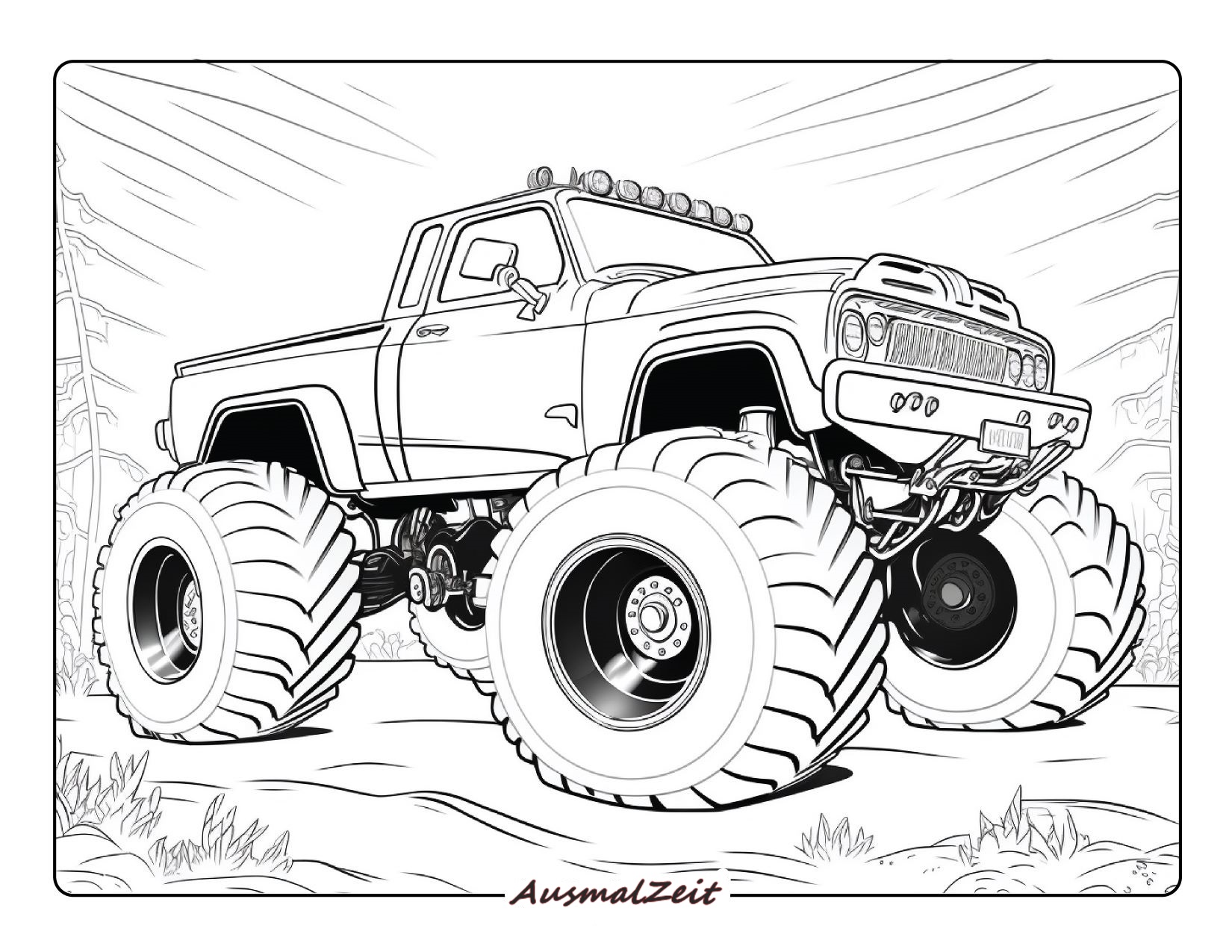Ausmalbild Monstertruck für Kinder
