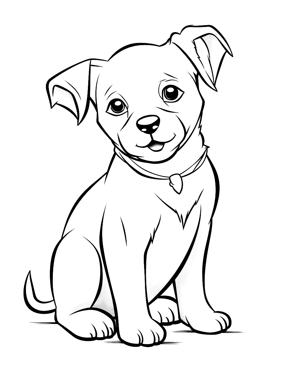 Ausmalbild Pitbull Welpe für Kinder