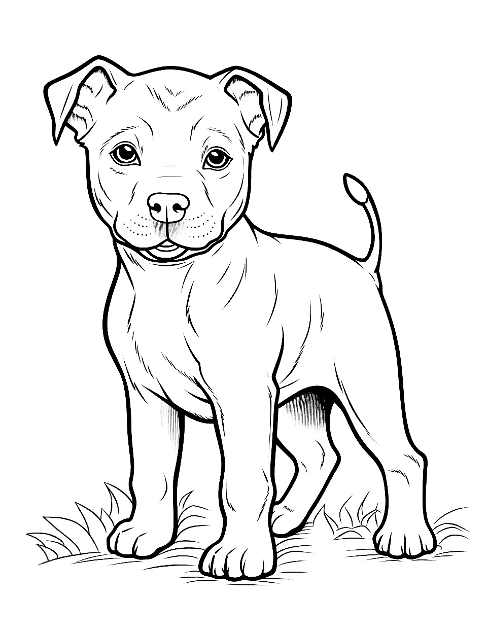 Ausmalbild Pitbull Welpe zum Ausdrucken als PDF