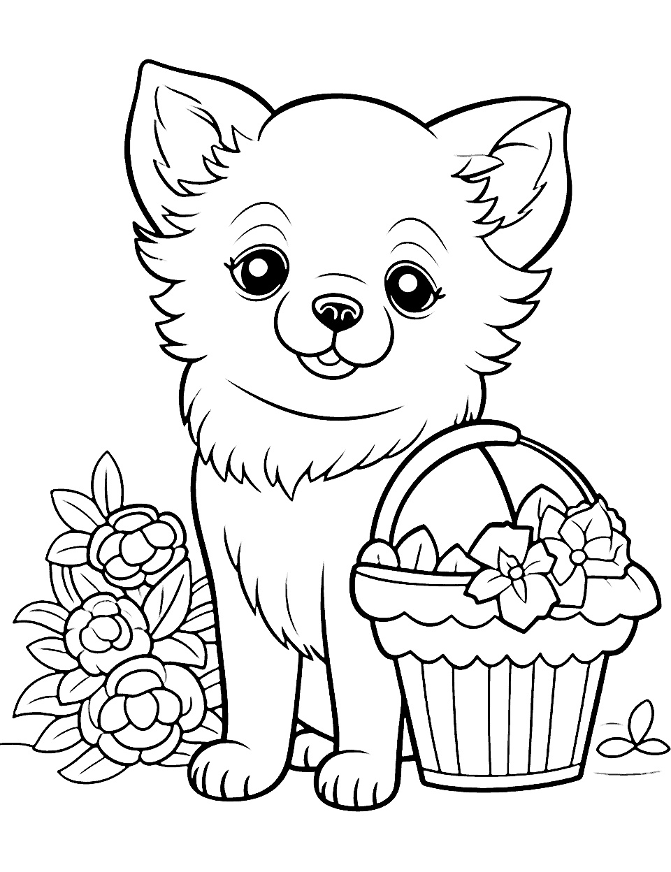 Ausmalbild Pomeranian Welpe zum Ausdrucken und Herunterladen