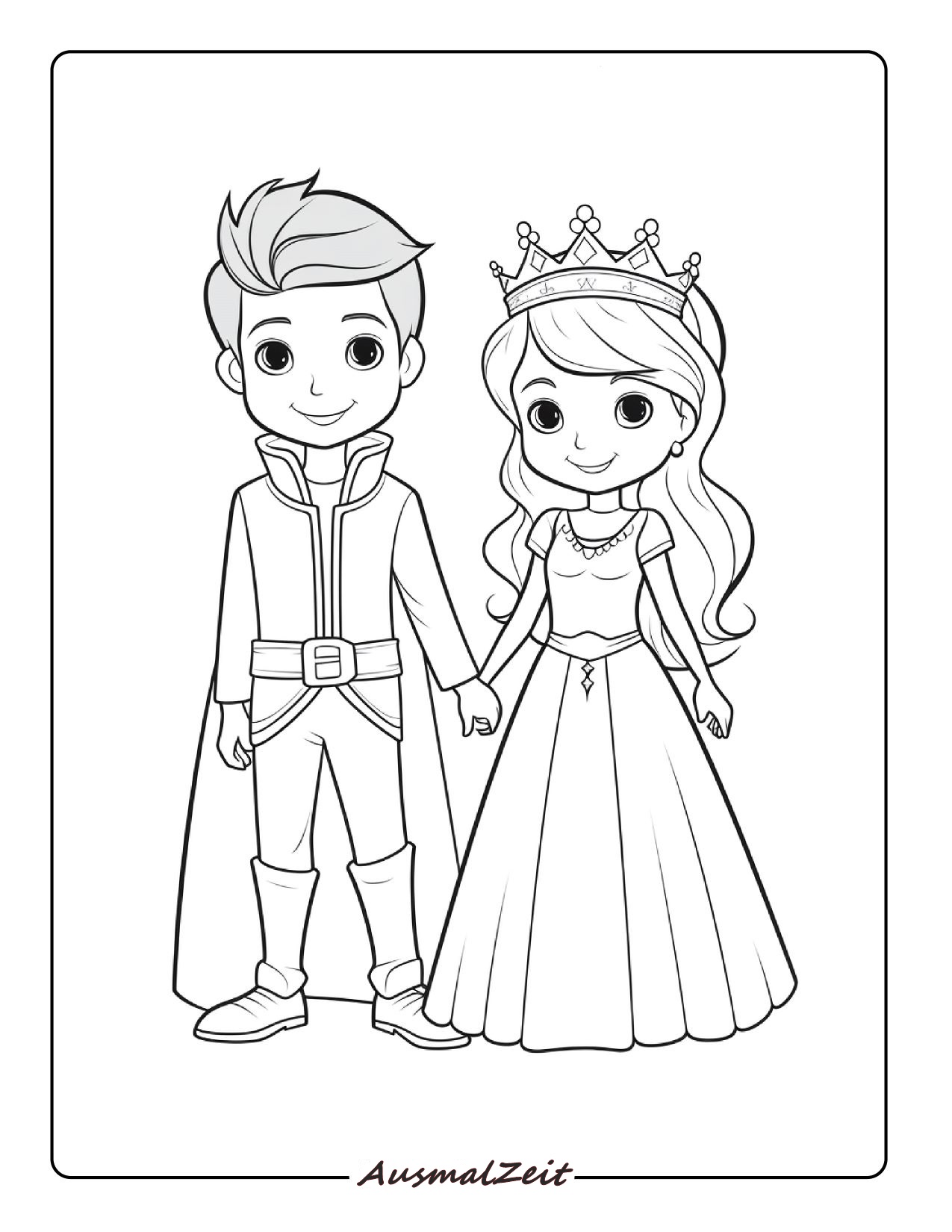 Ausmalbild Prinzessin und Prinz zum Ausdrucken