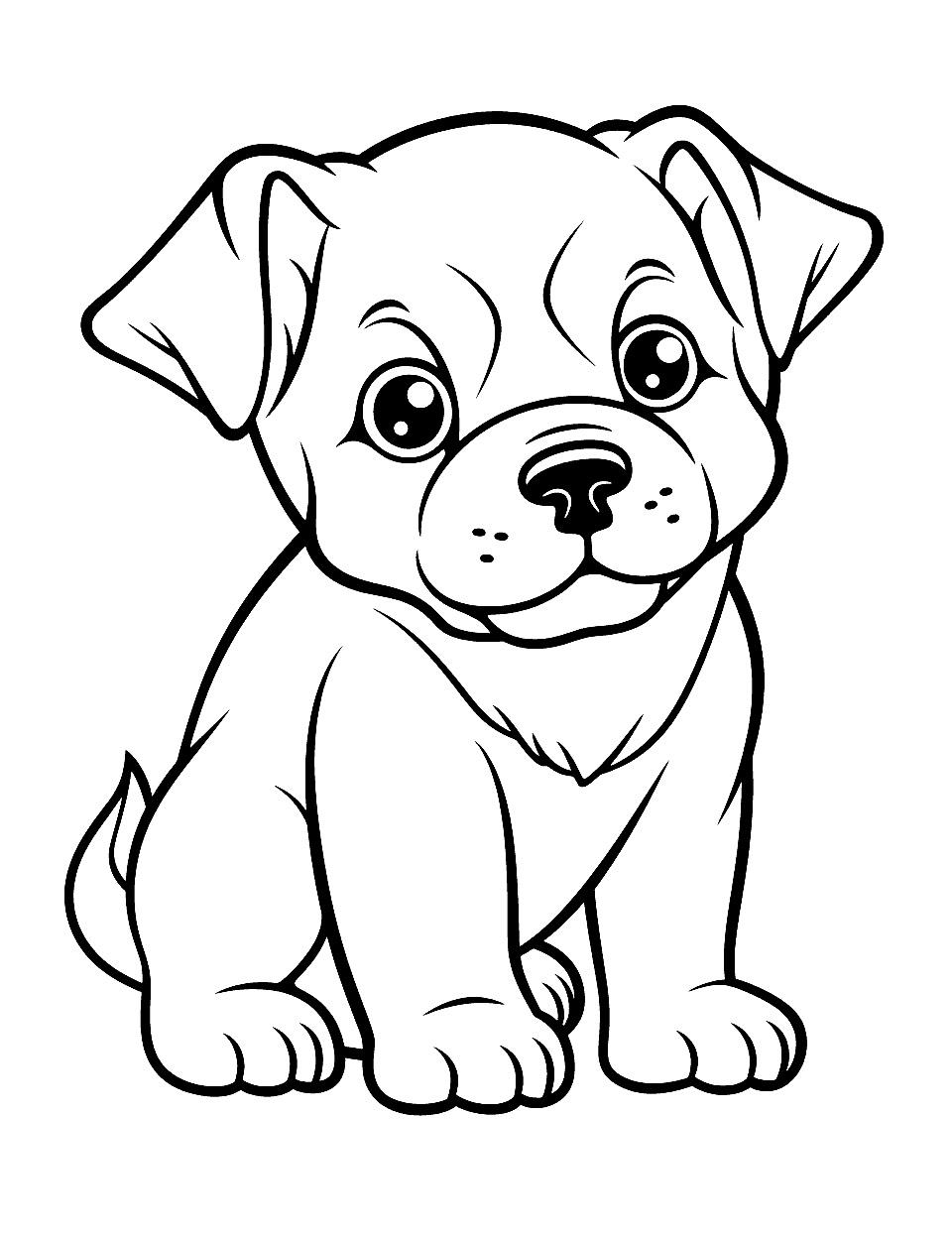 Süße Bulldogge Ausmalbild für Kinder