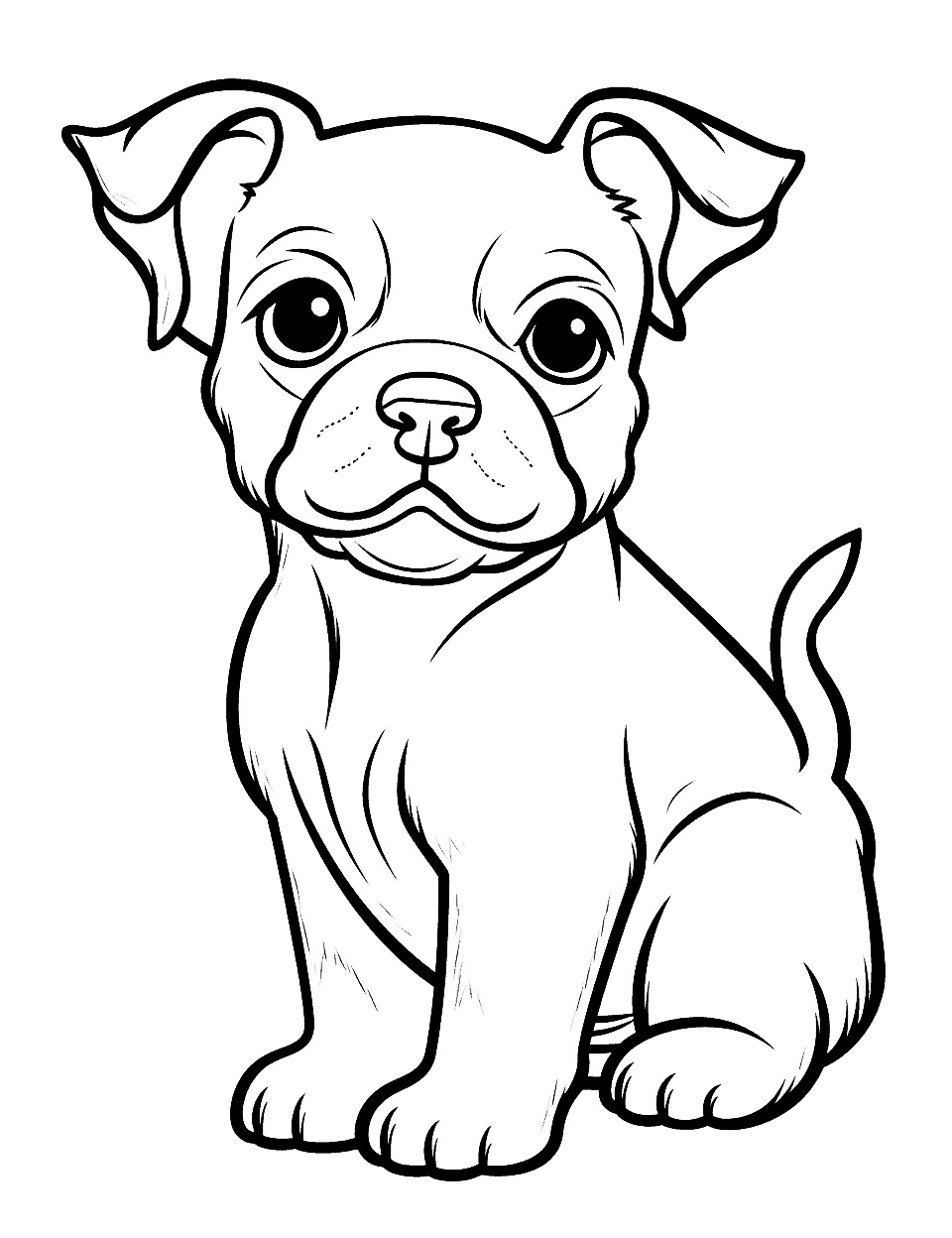 Ausmalbild Bulldogge Welpe zum Ausmalen