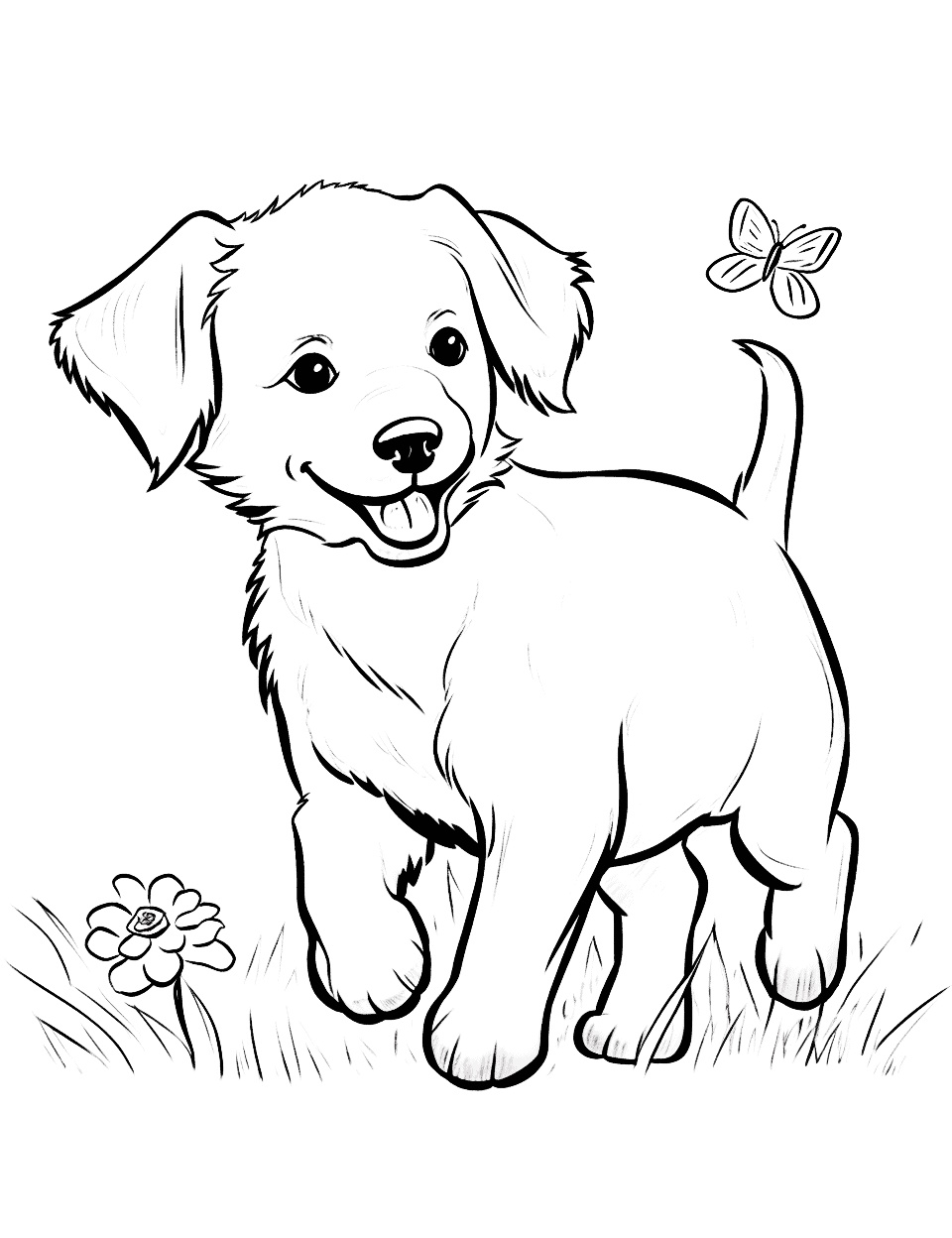 Ausmalbild Welpe Golden Retriever