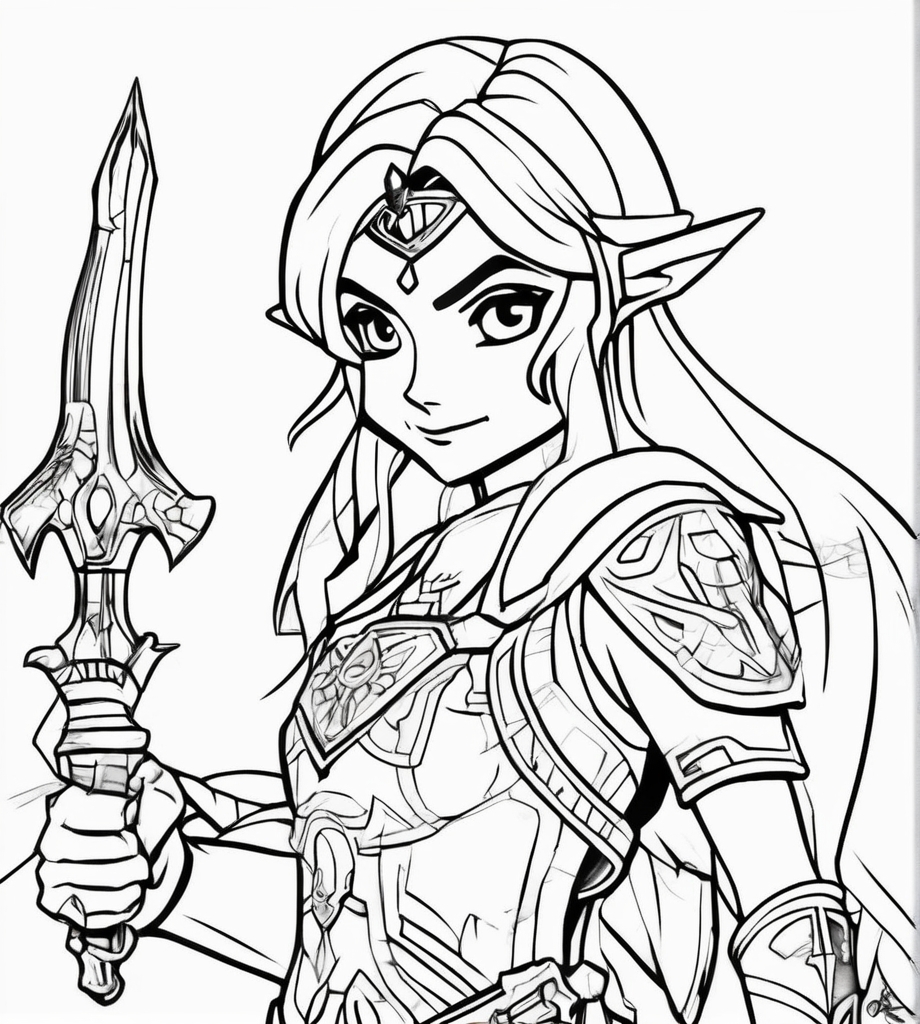 Ausmalbild Zelda Master Schwert