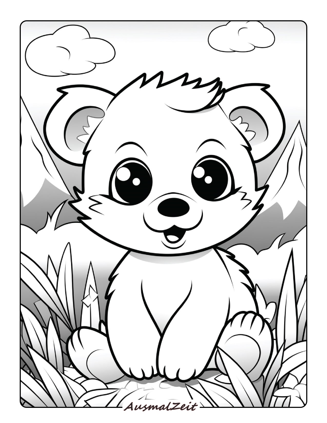 Ausmalbilder Bär im Wald zum Ausdrucken und Herunterladen