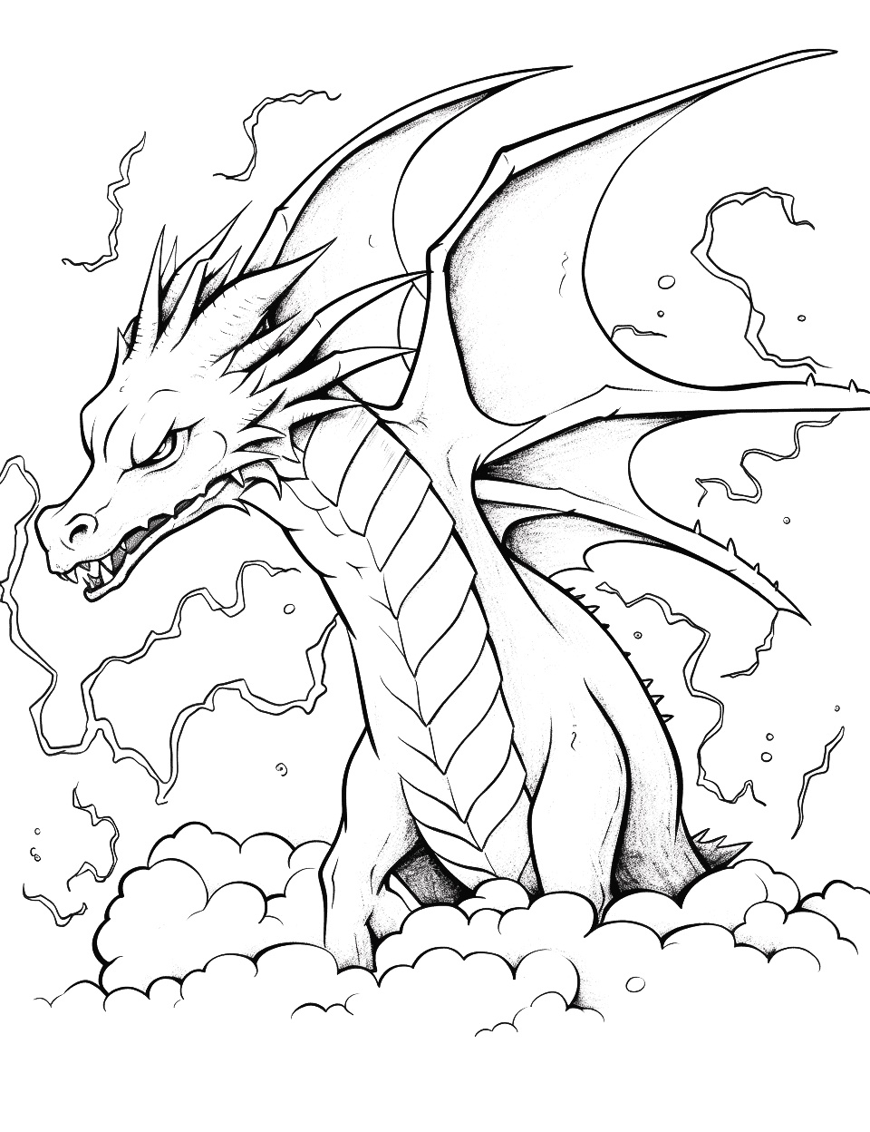 Blitz Drache Ausmalbild zum Ausdrucken und Herunterladen