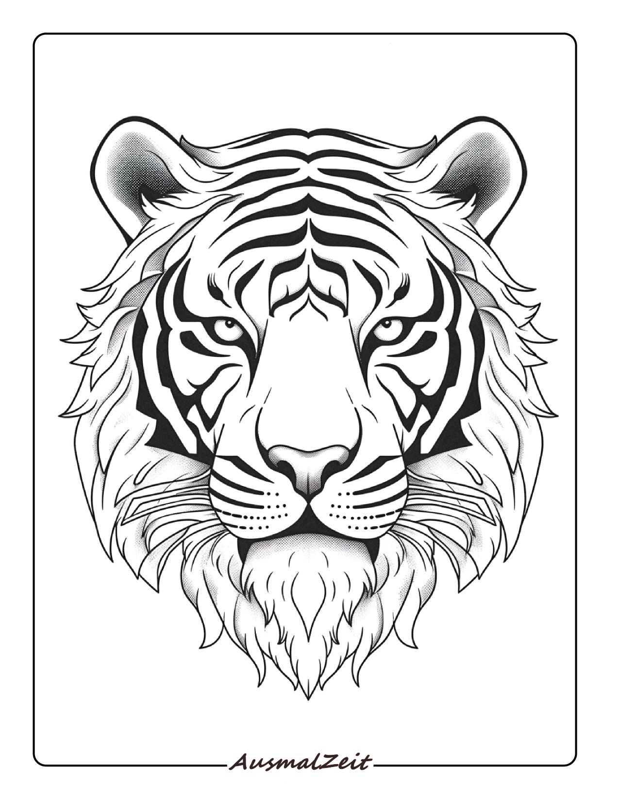 Brüllender Tiger Malvorlage zum Ausdrucken