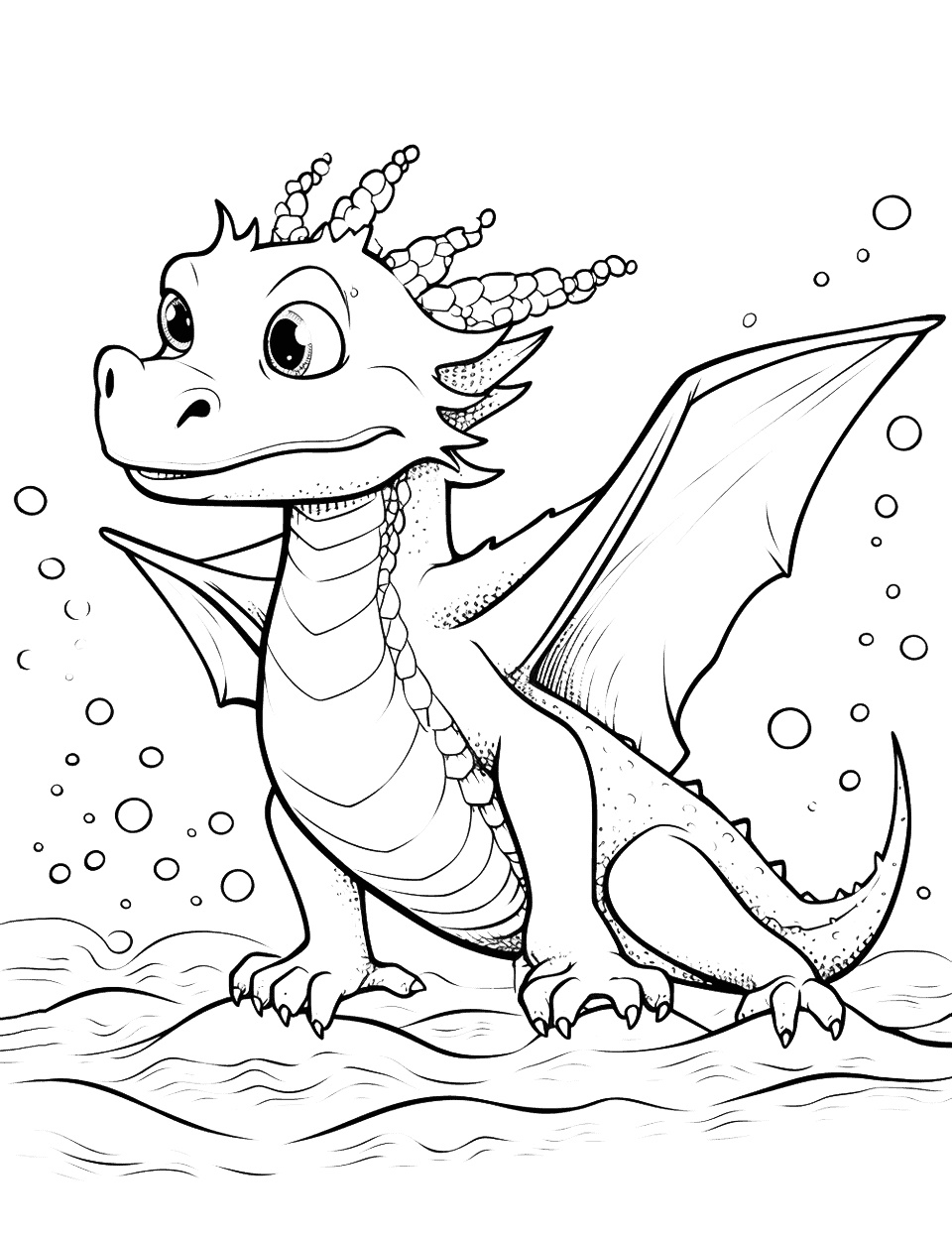 Coole Wasserdrache Ausmalbild