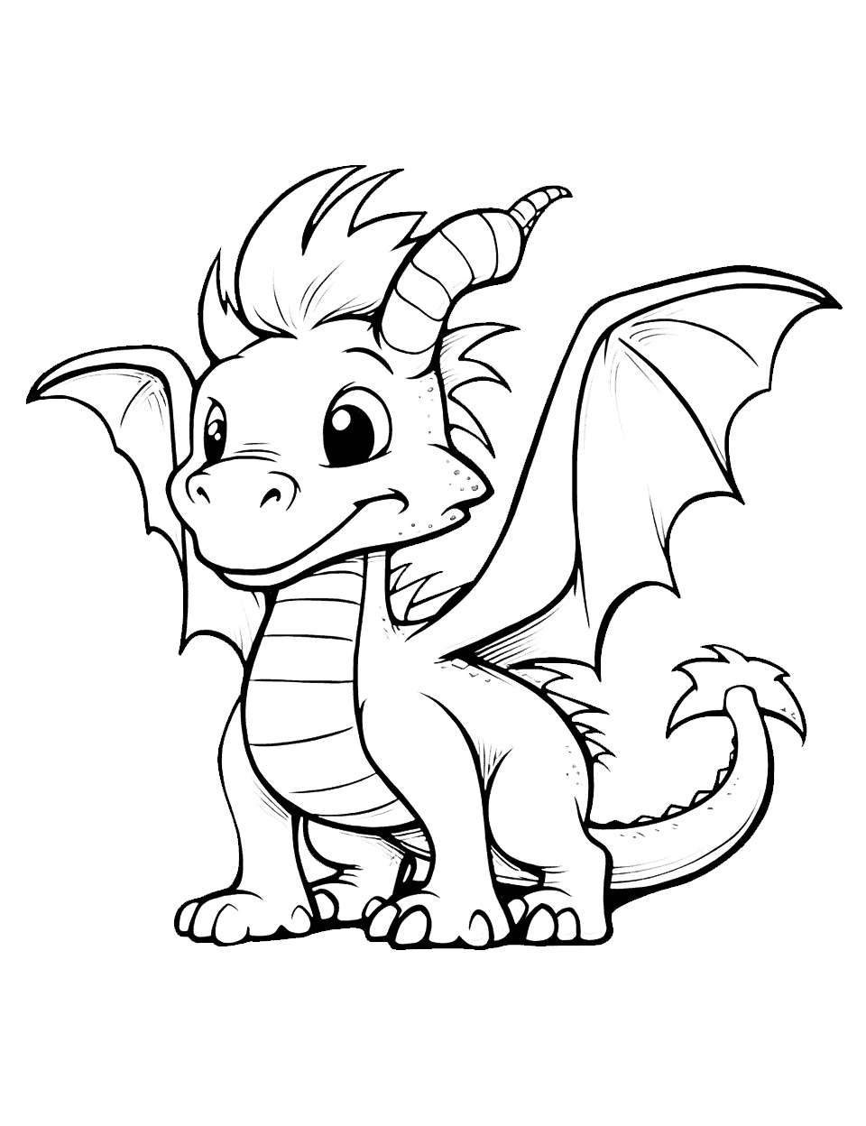 Einfacher Drache Ausmalbild für Kinder