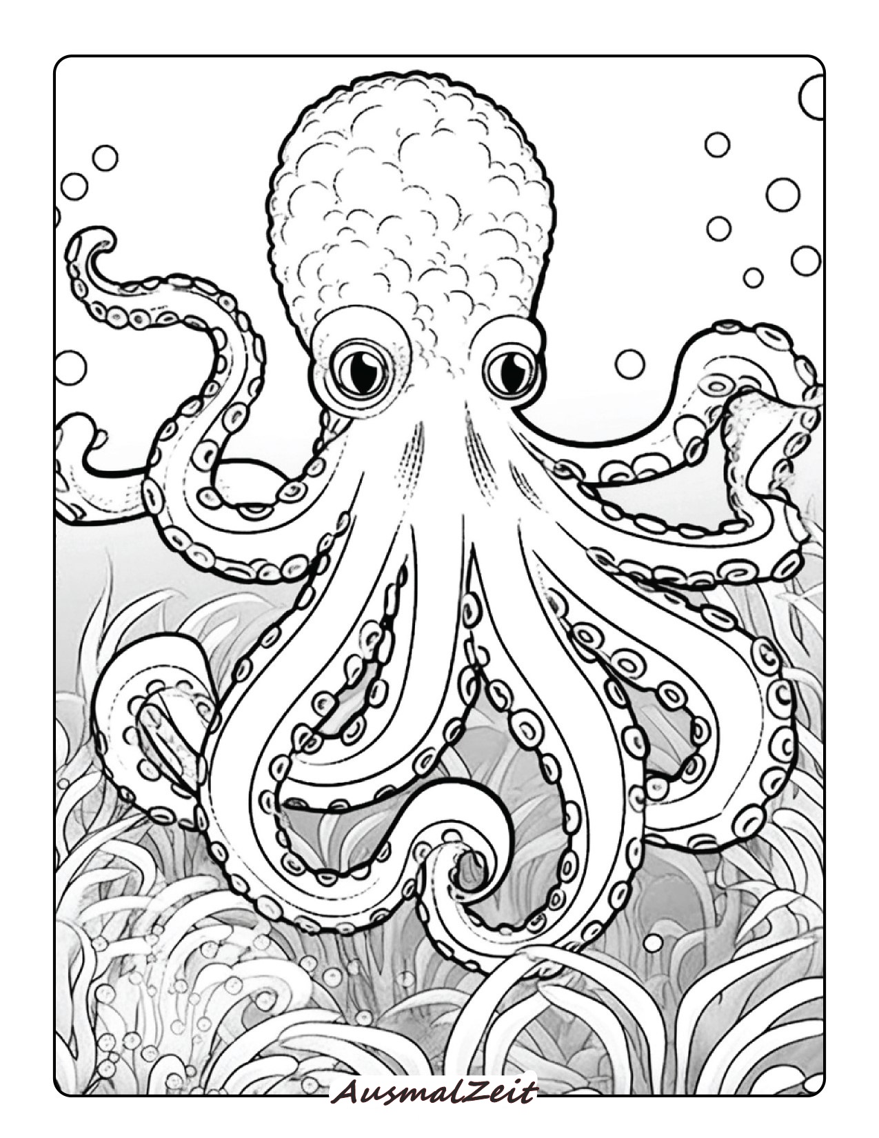 Elegante Oktopus Schwimmen Malvorlage