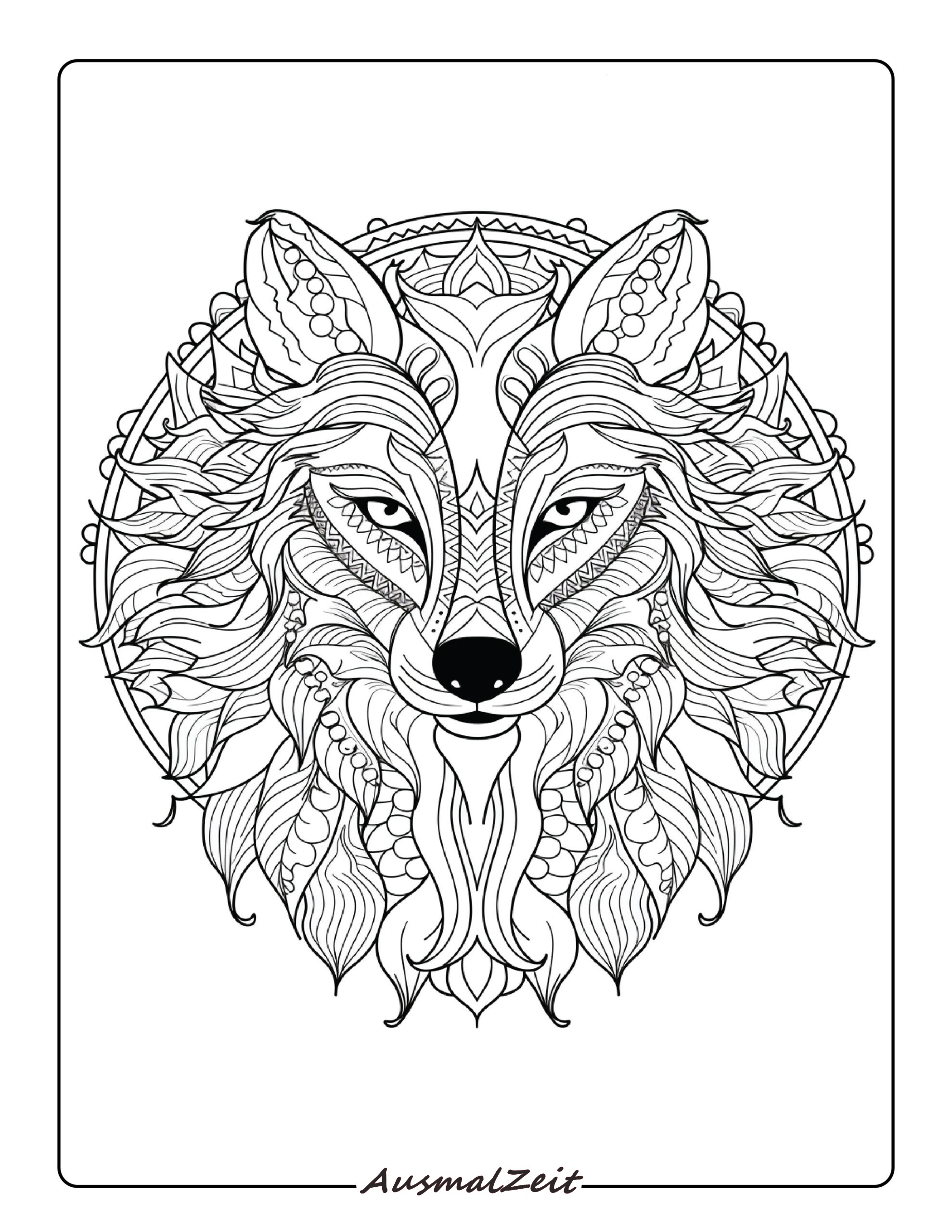 Erwachsener Wolf Ausmalbild zum Ausdrucken