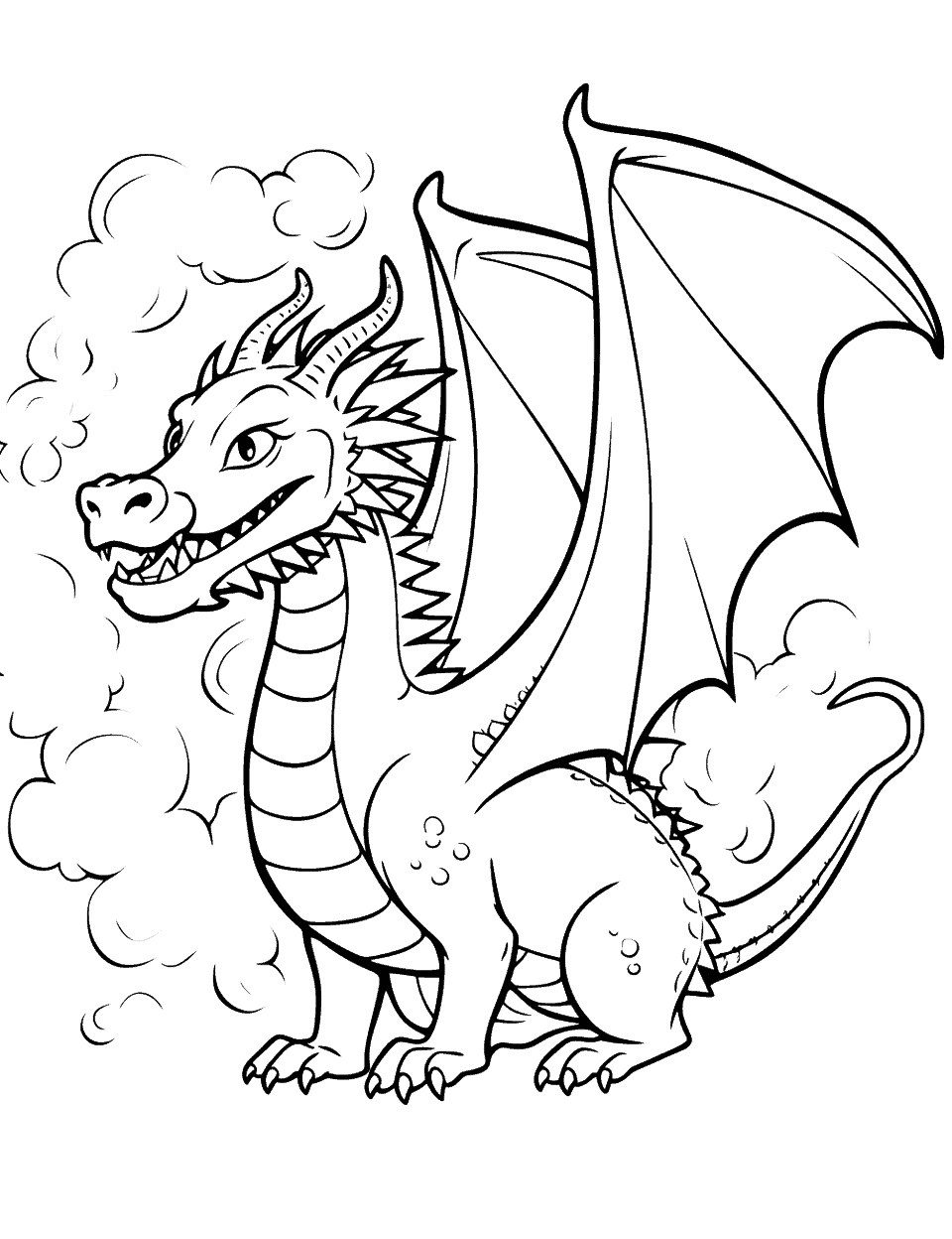 Feuerspeiender Drache Ausmalbild