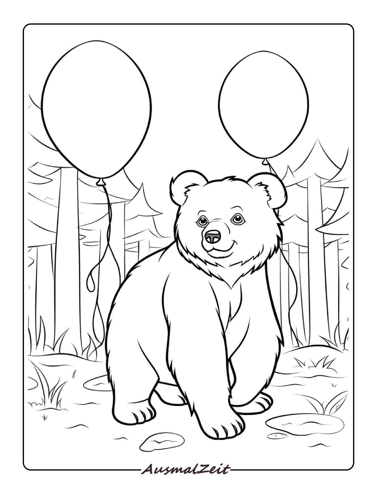 Flauschiger Bär Ausmalbild zum Ausdrucken