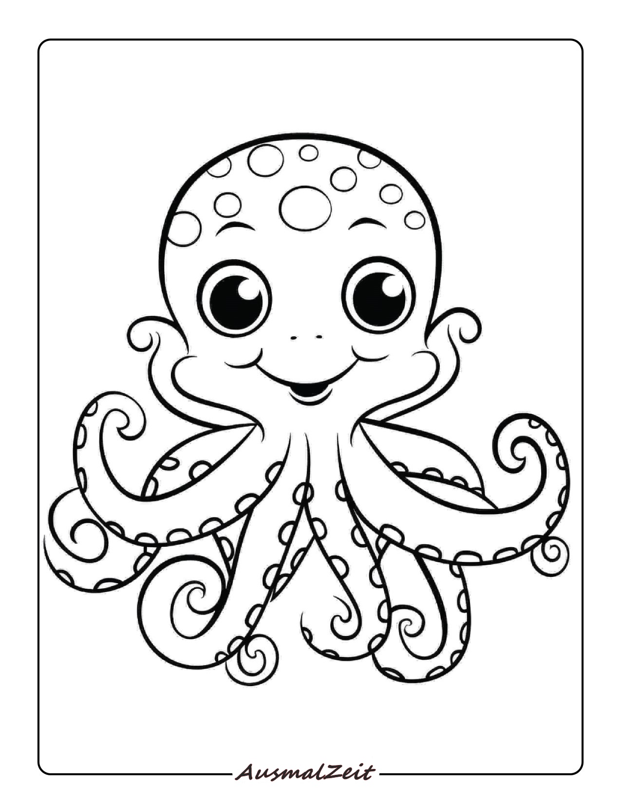 Frech und Glücklicher Oktopus Malvorlage