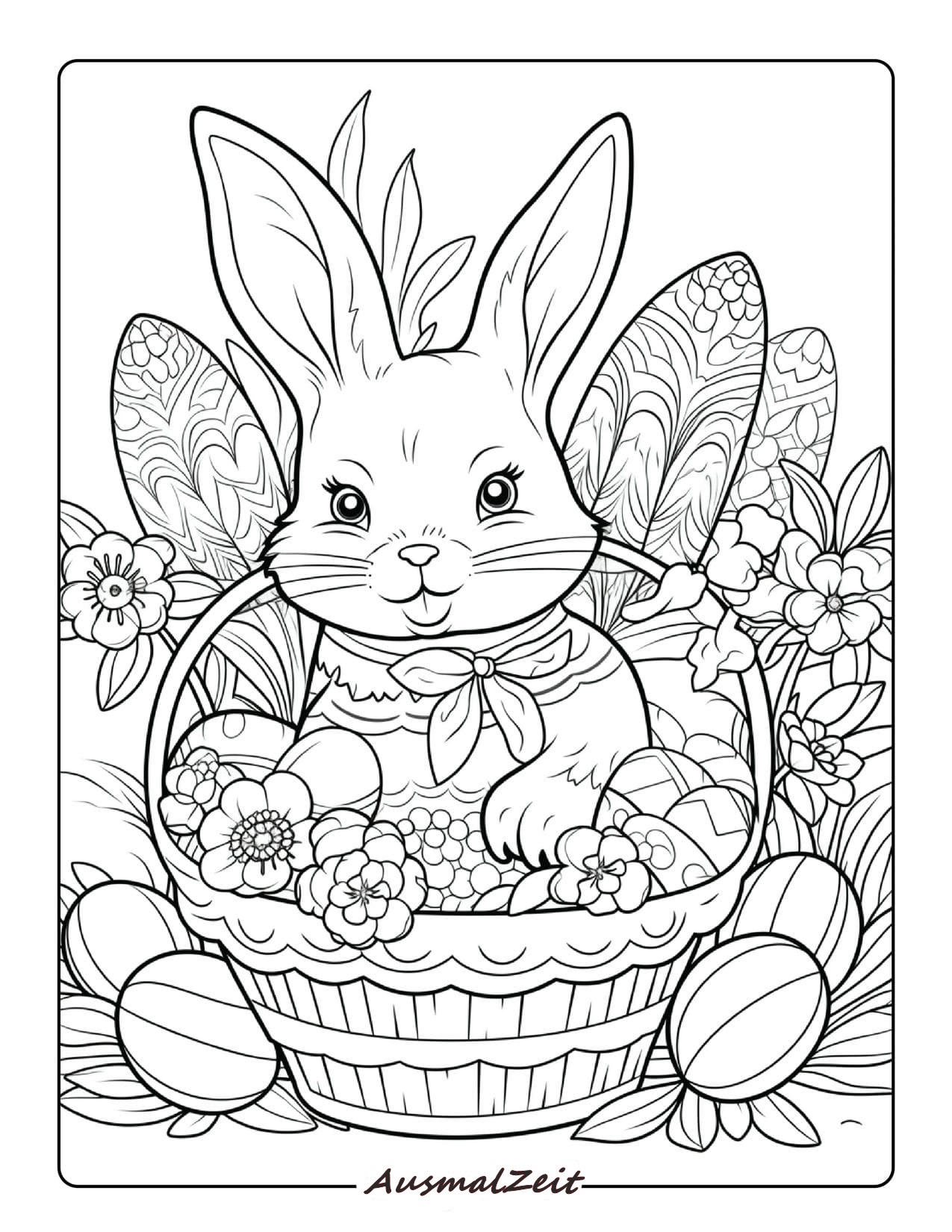 Frühling Ostern Ausmalbild zum Ausdrucken - Kostenlos