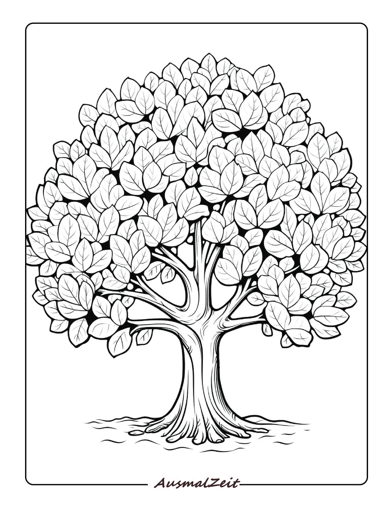 Groß Schattiger Baum Ausmalbild