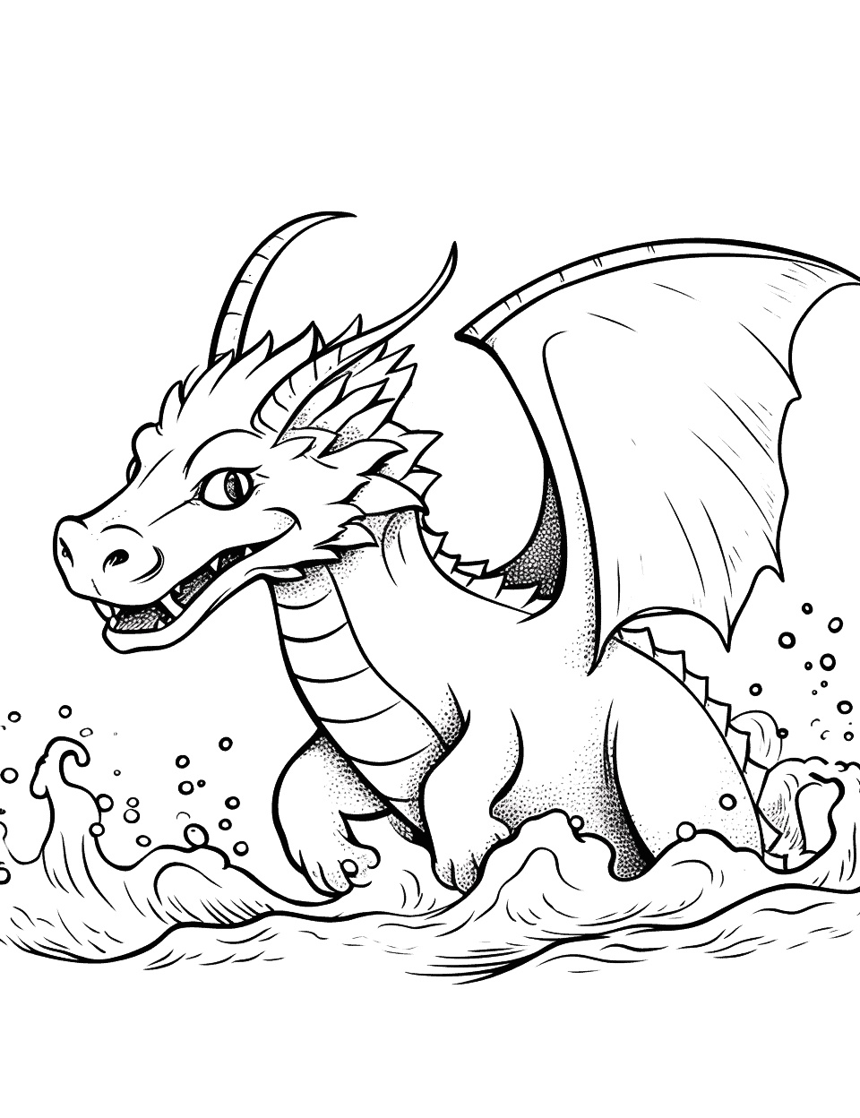 Großer Drache Ausmalbild zum Ausdrucken und Downloaden