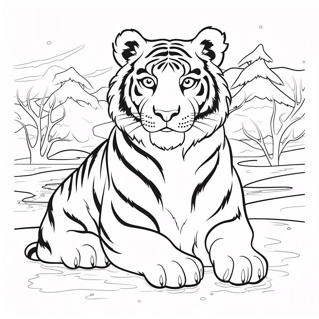 Großer Tiger Ausmalbilder für Kinder