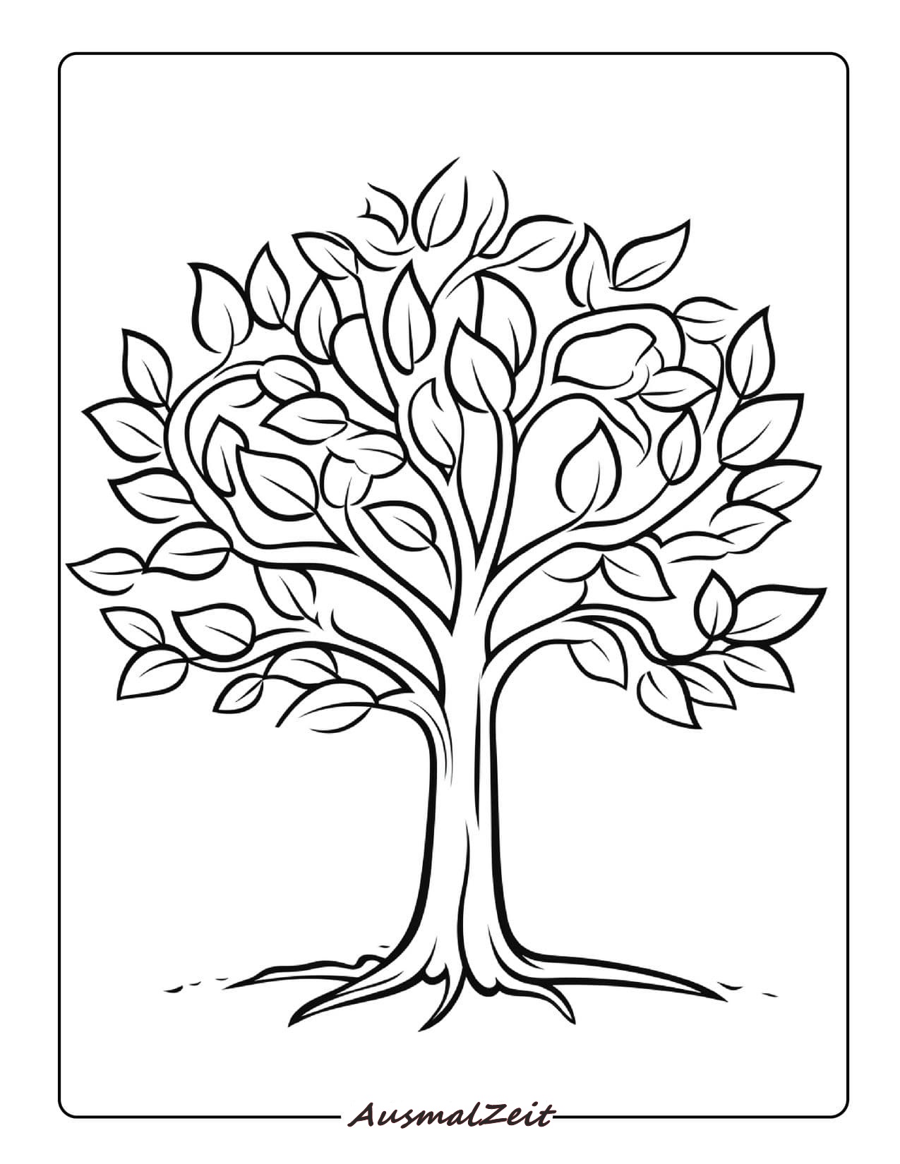Herbstbaum Ausmalbild zum Ausdrucken
