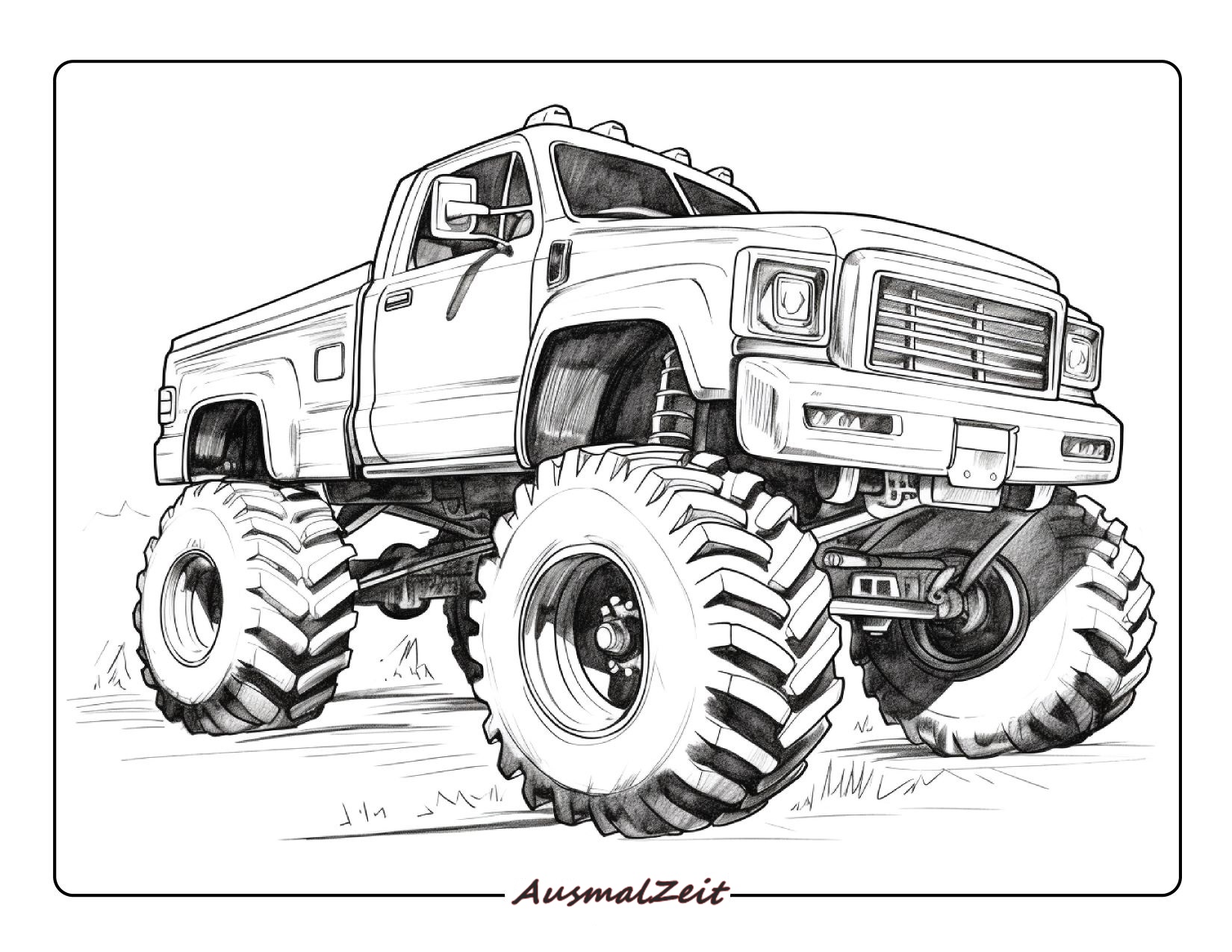 Hot Wheels Monster Truck Ausmalbild zum Ausdrucken Kostenlos