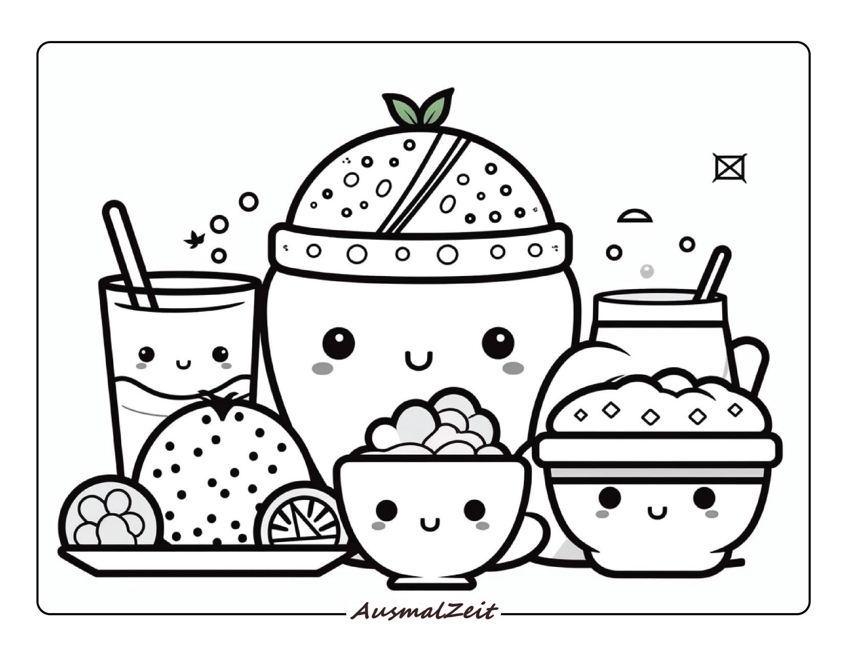 Kawaii Food Ausmalbild zum Ausdrucken