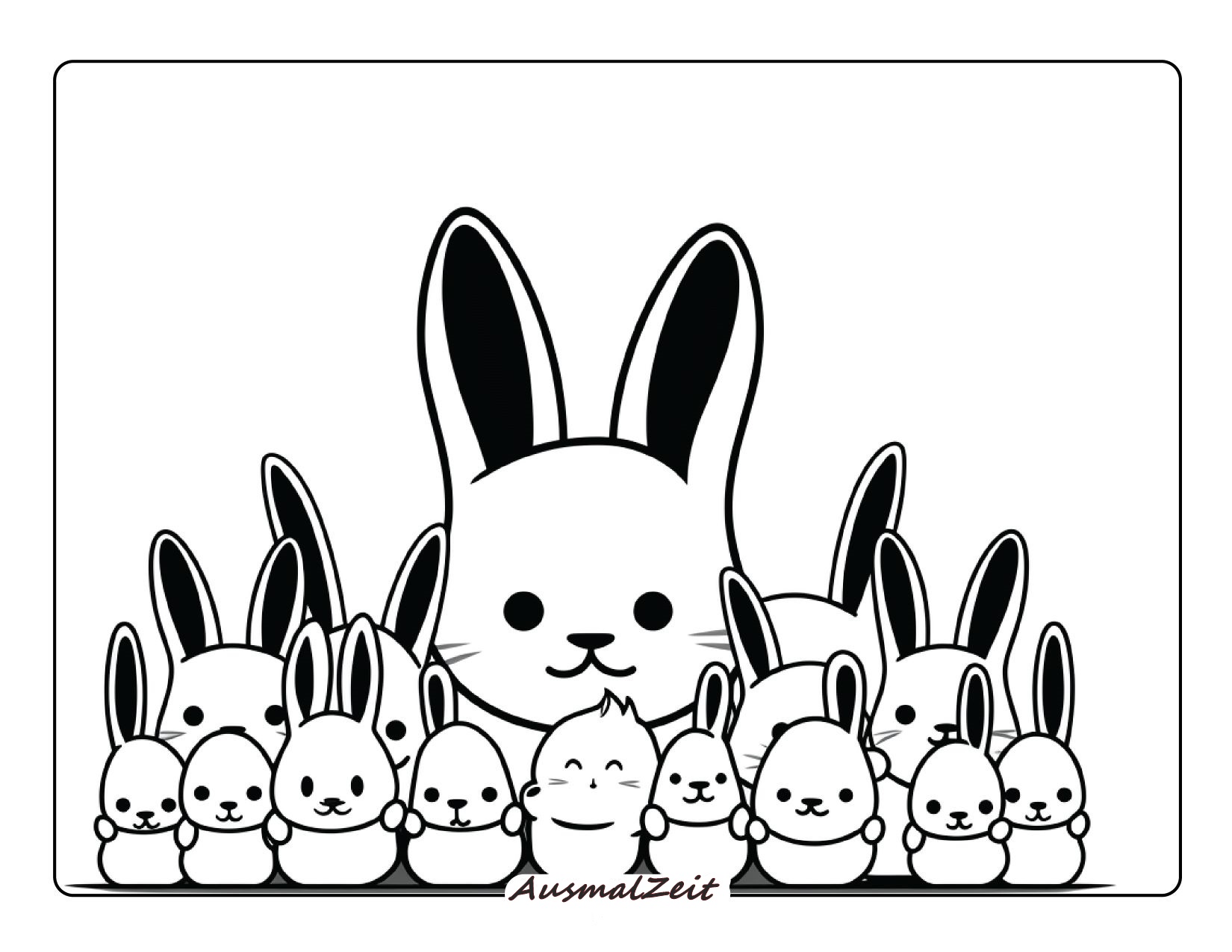 Kawaii Hasen zum Ausmalen für Kinder