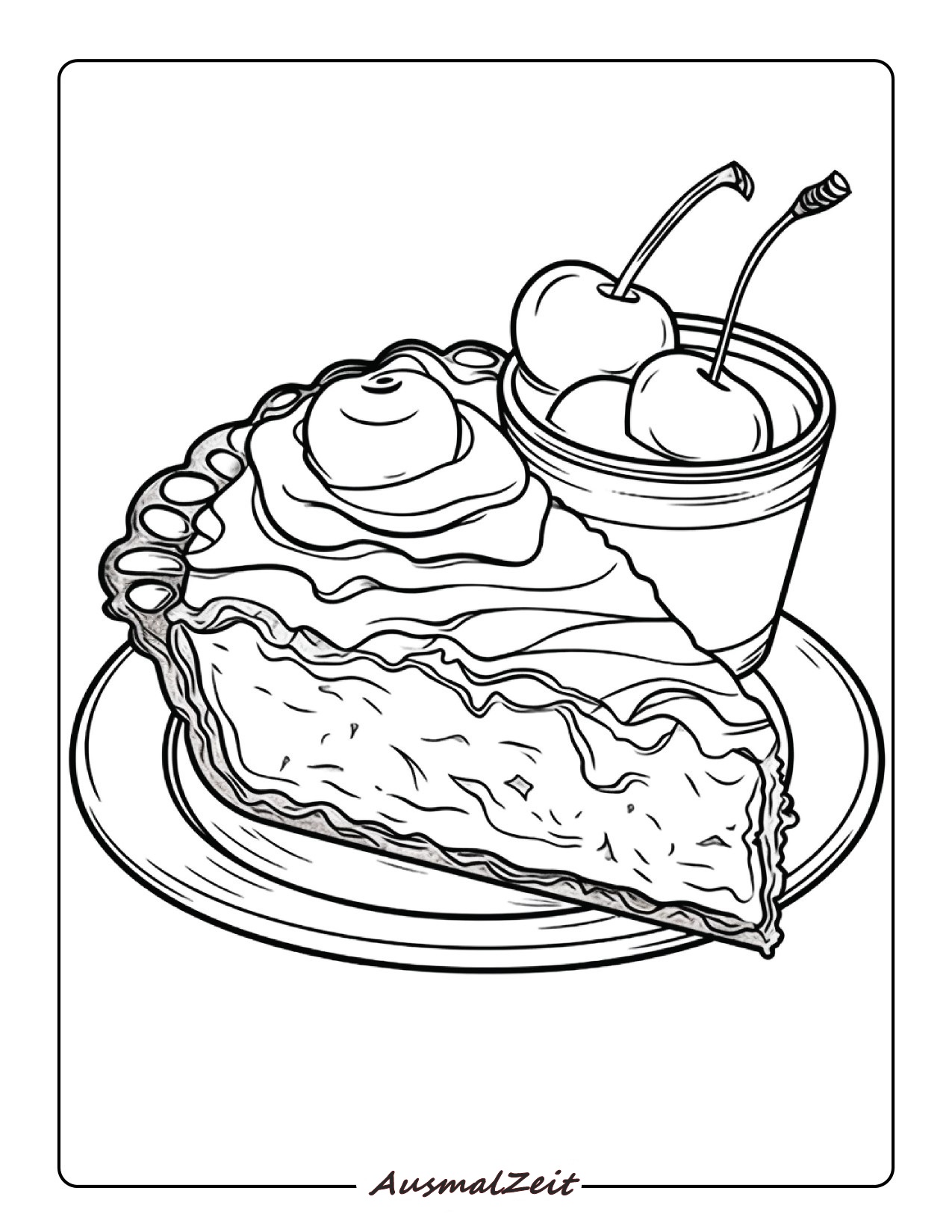 Kirsch Kuchen zum Ausmalen