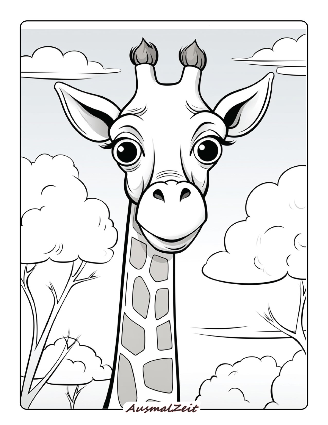 Kopf einer Giraffe Ausmalbild zum Ausdrucken