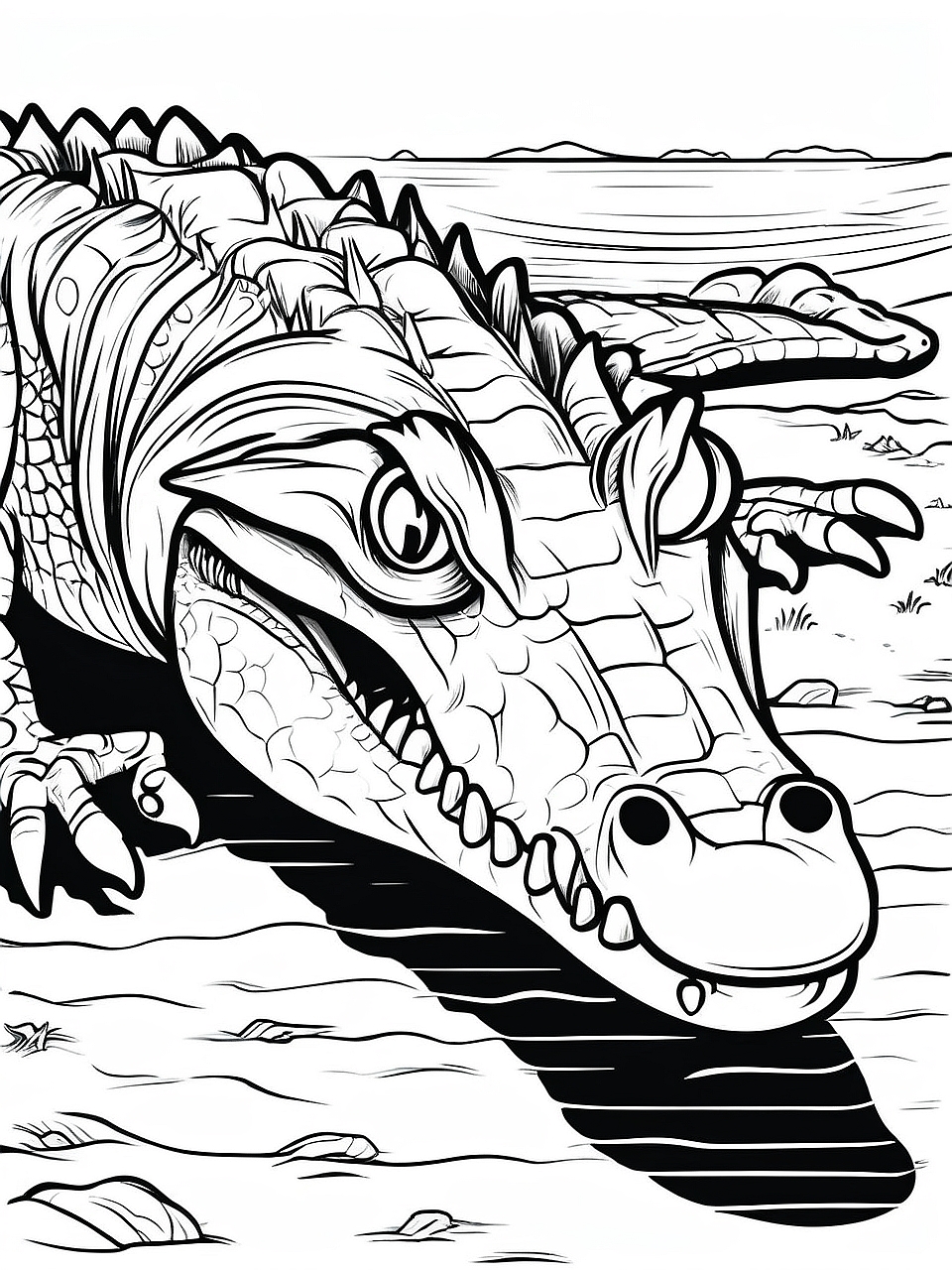 Malvorlage Krokodil auf dem Wasser