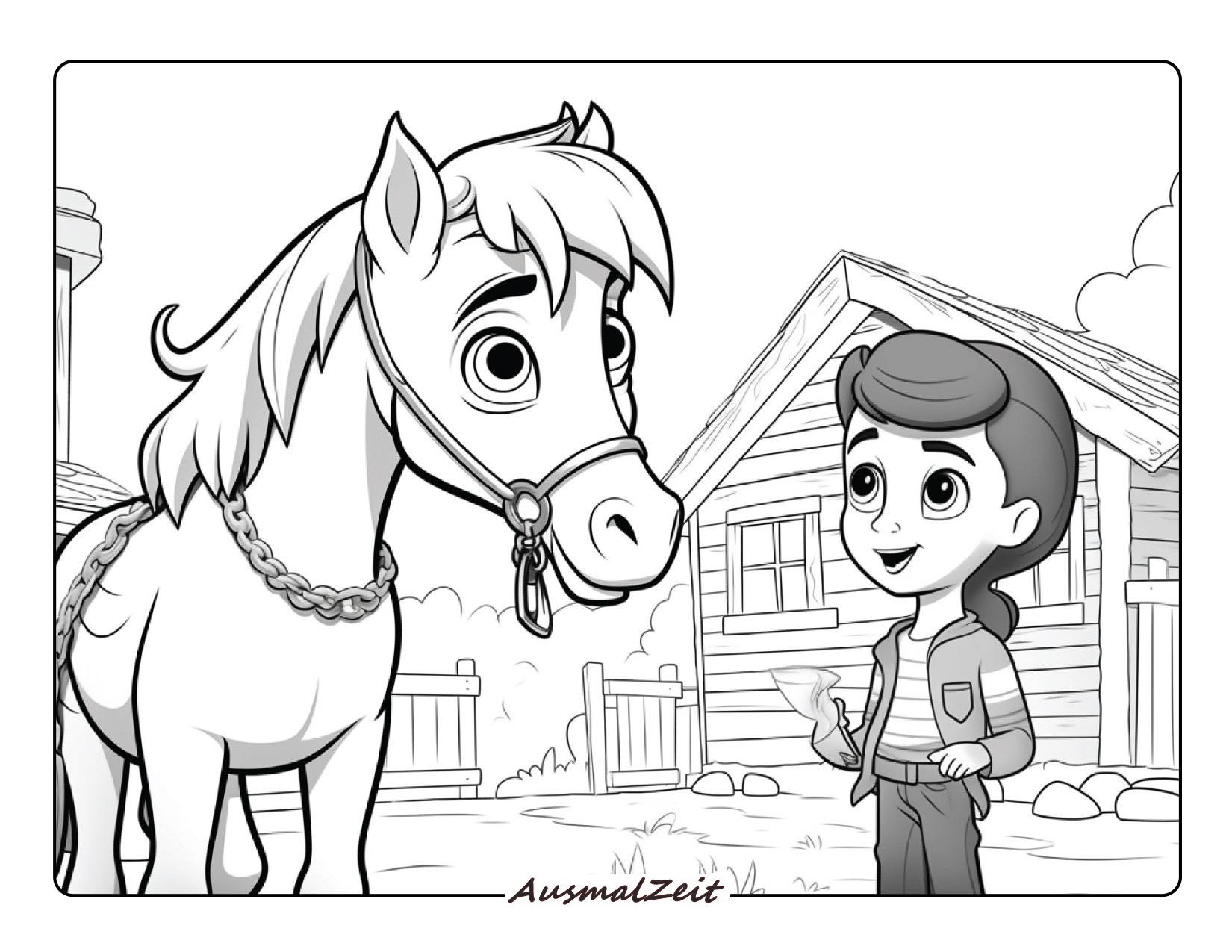 Ausmalbild Mädchen und Pony Ausmalbilder für Kinder