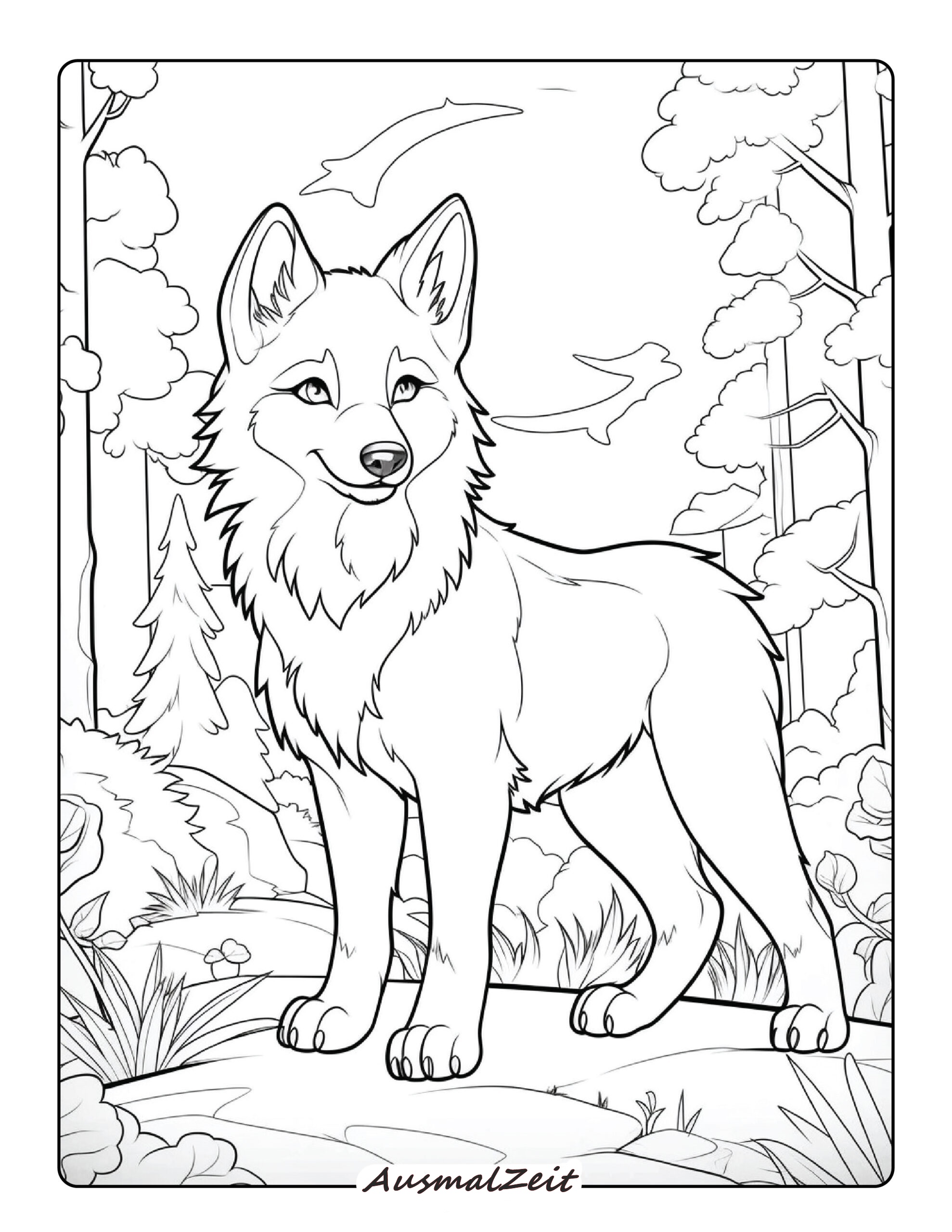 Majestätische Leitwolf Ausmalbild für Kleinkinder