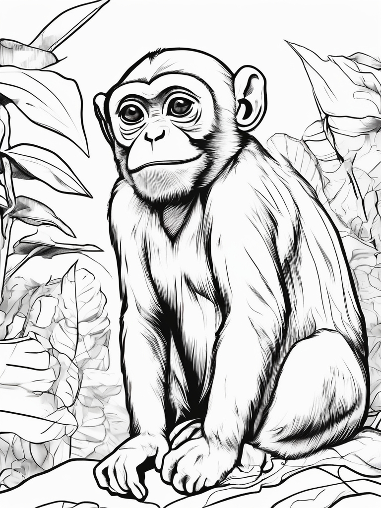 Malvorlage Affe in freier Natur