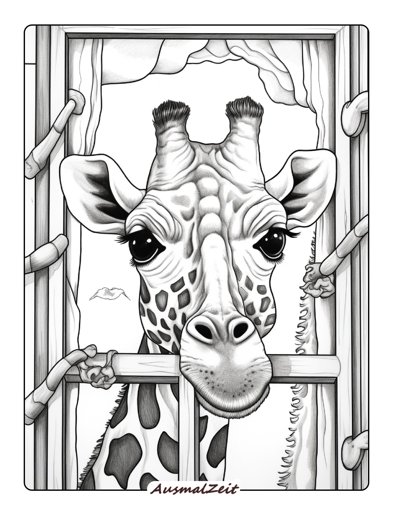 Malvorlage Giraffe isst