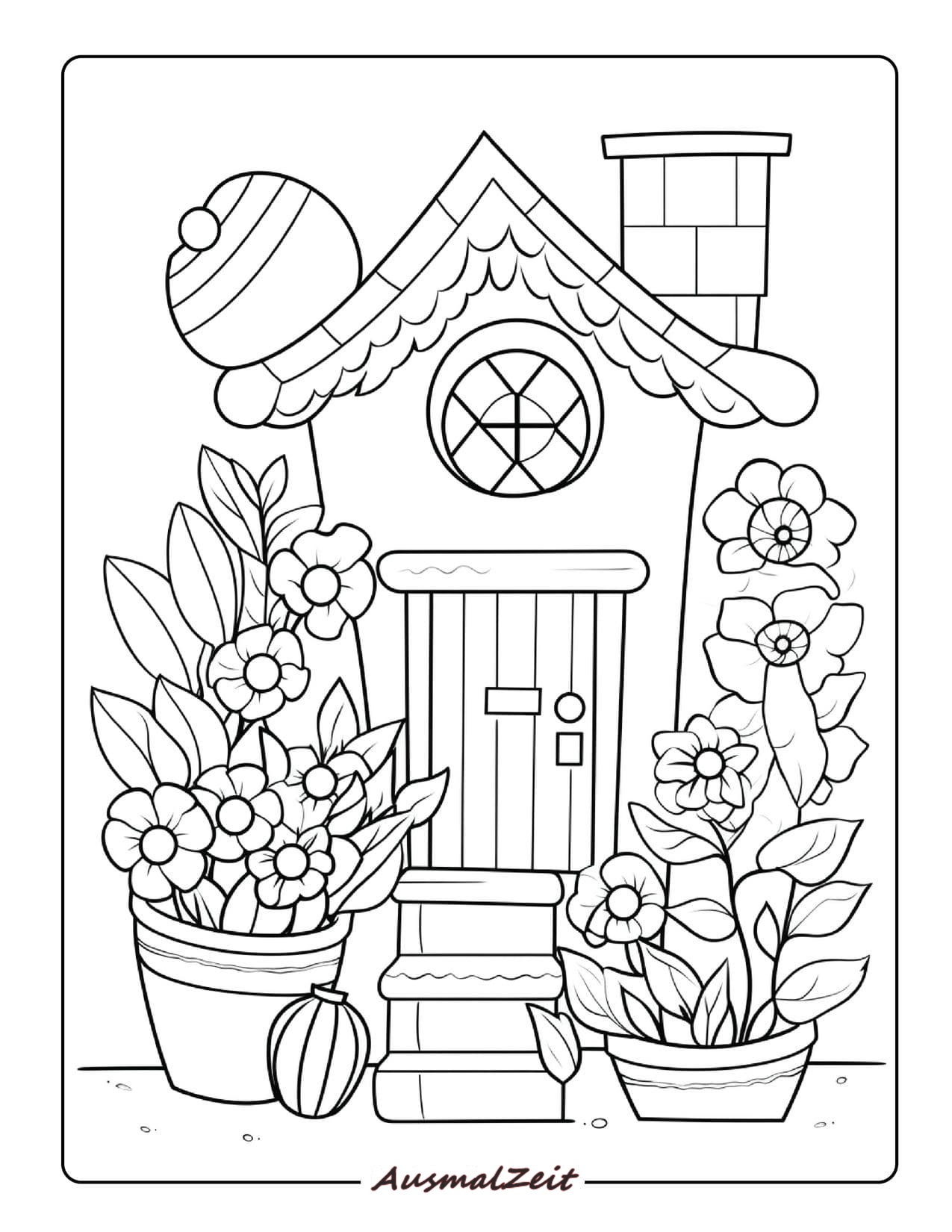 Malvorlage Haus mit Garten