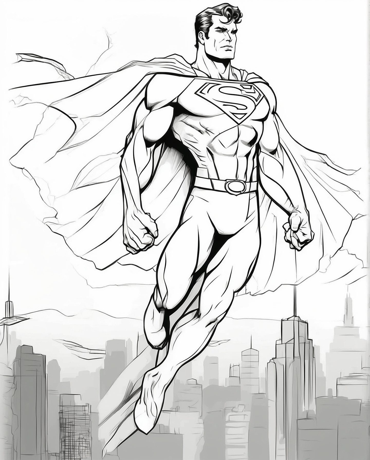Ausmalbilder Superman in der Stadt Kostenlos zum Ausdrucken