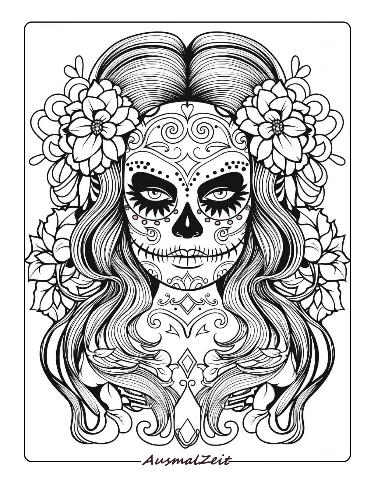 Malvorlage Totenkopf mit Tuch